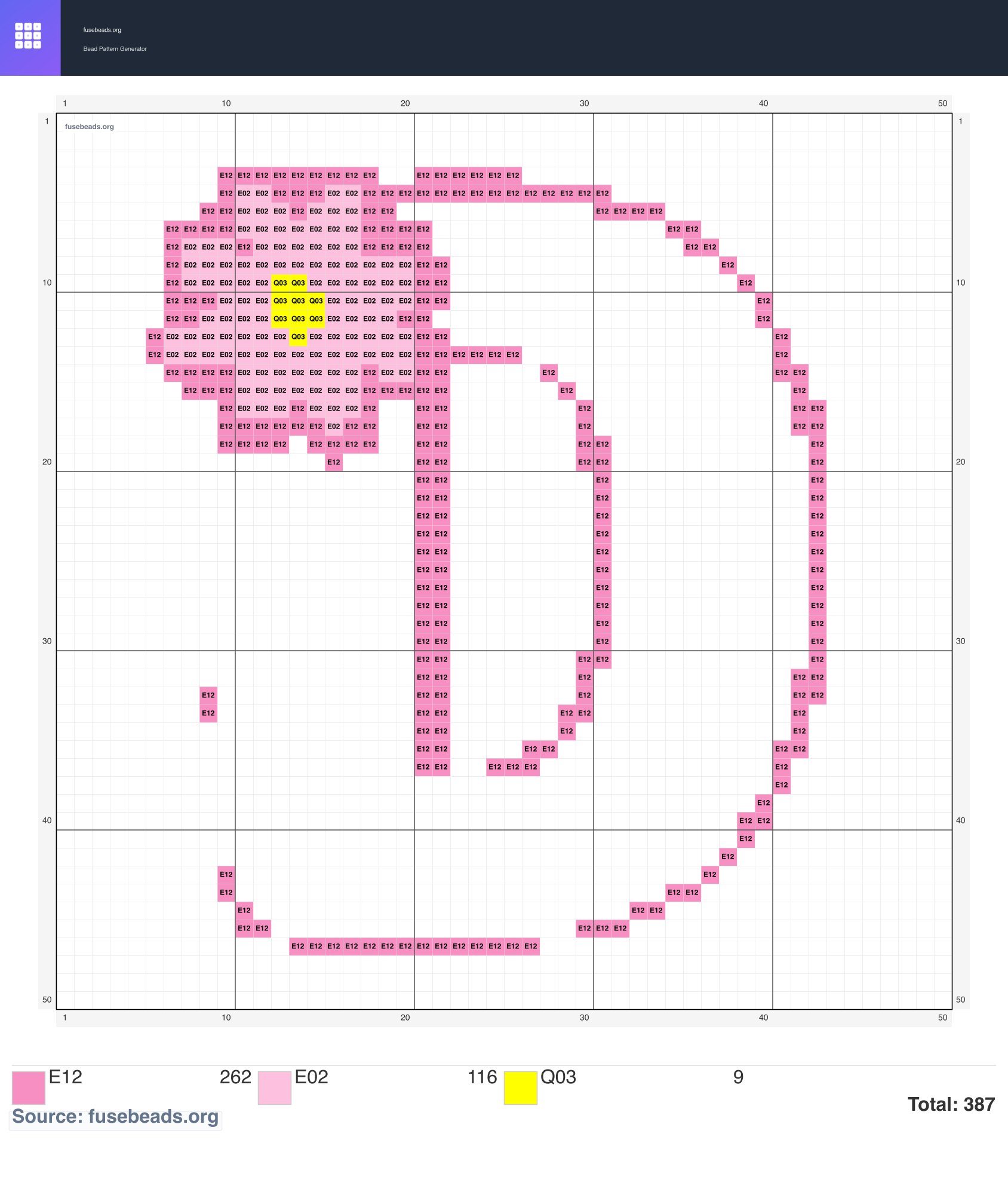 D perler beads pattern