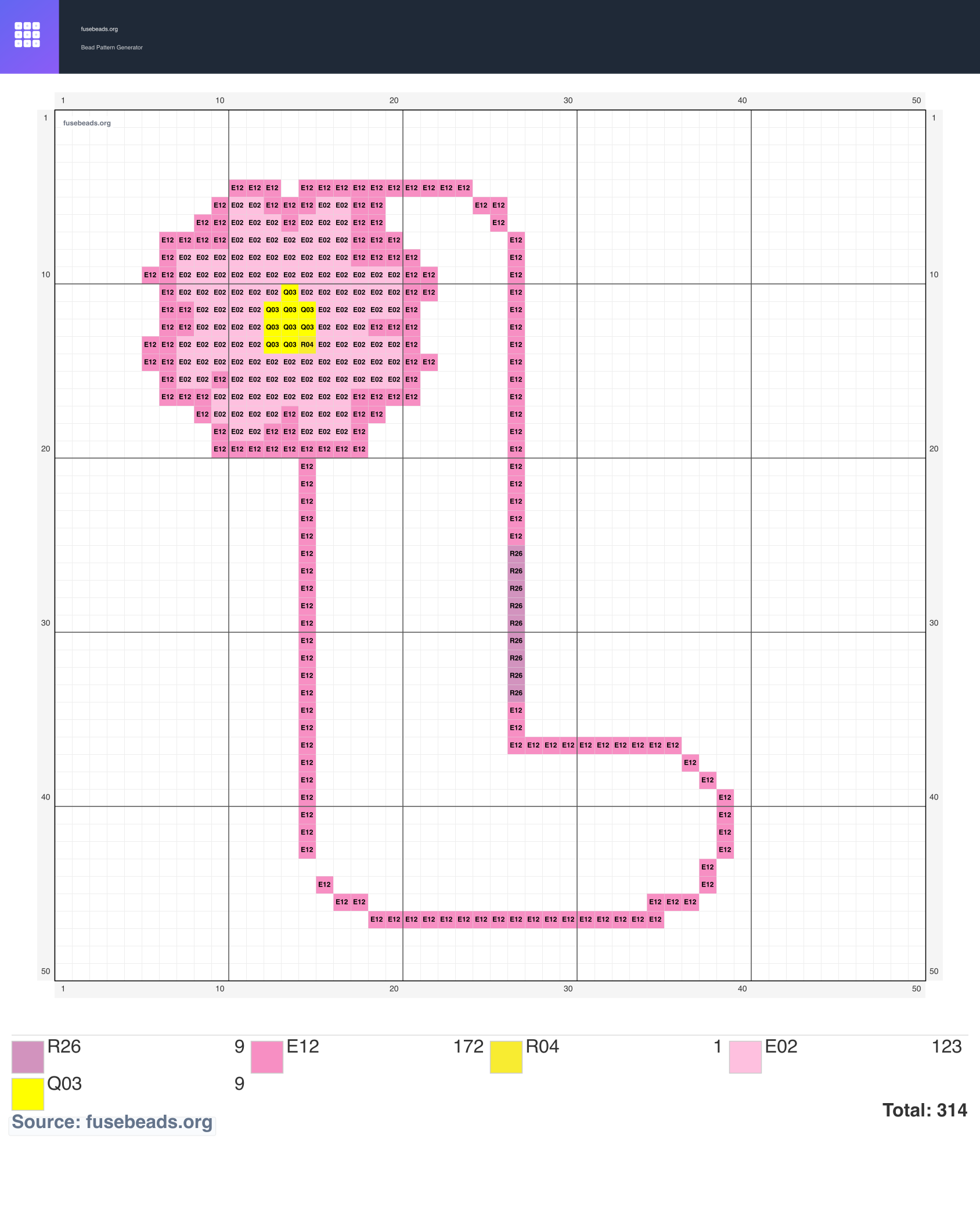 L perler beads pattern