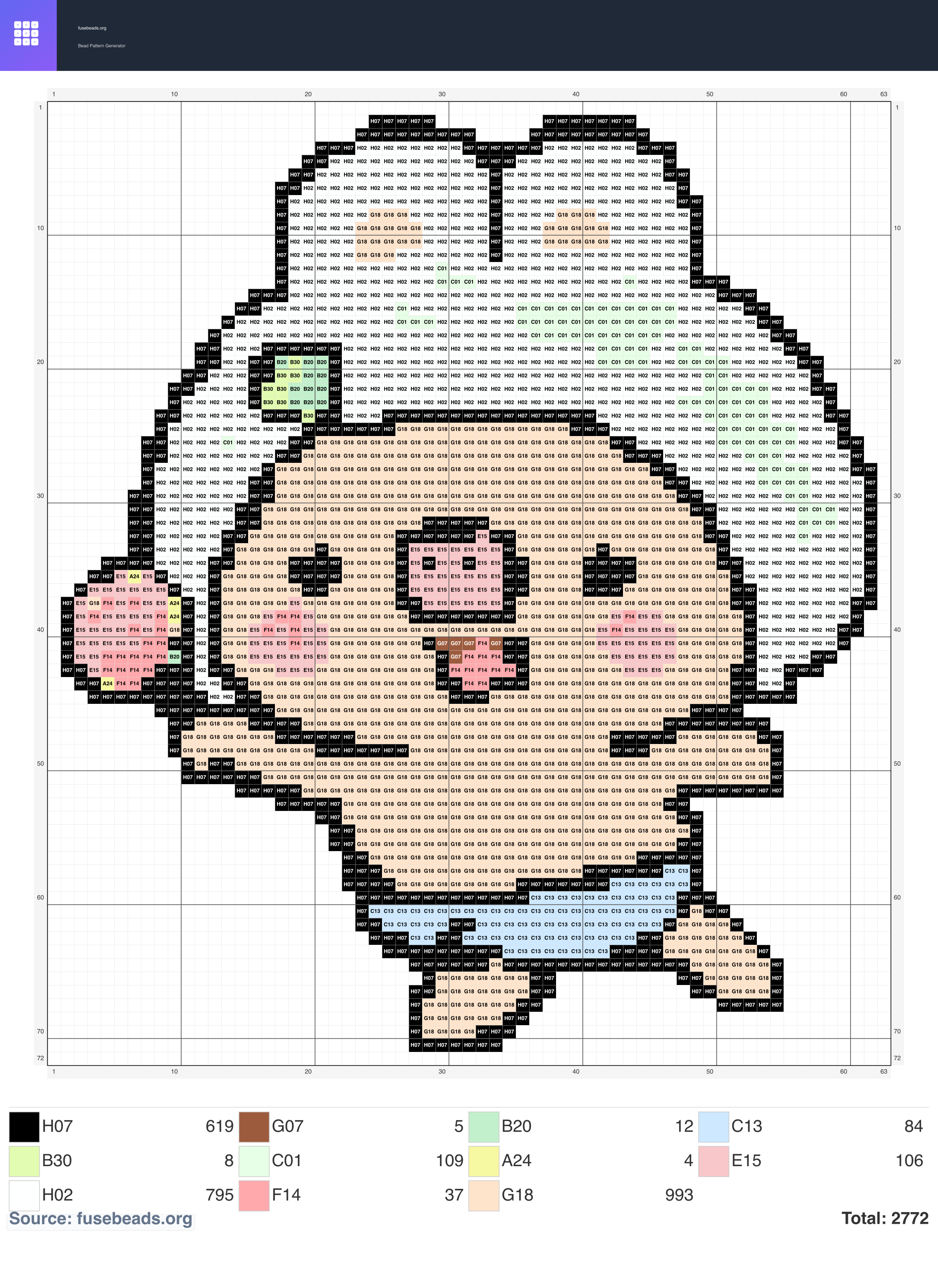 Cute Pig perler beads pattern