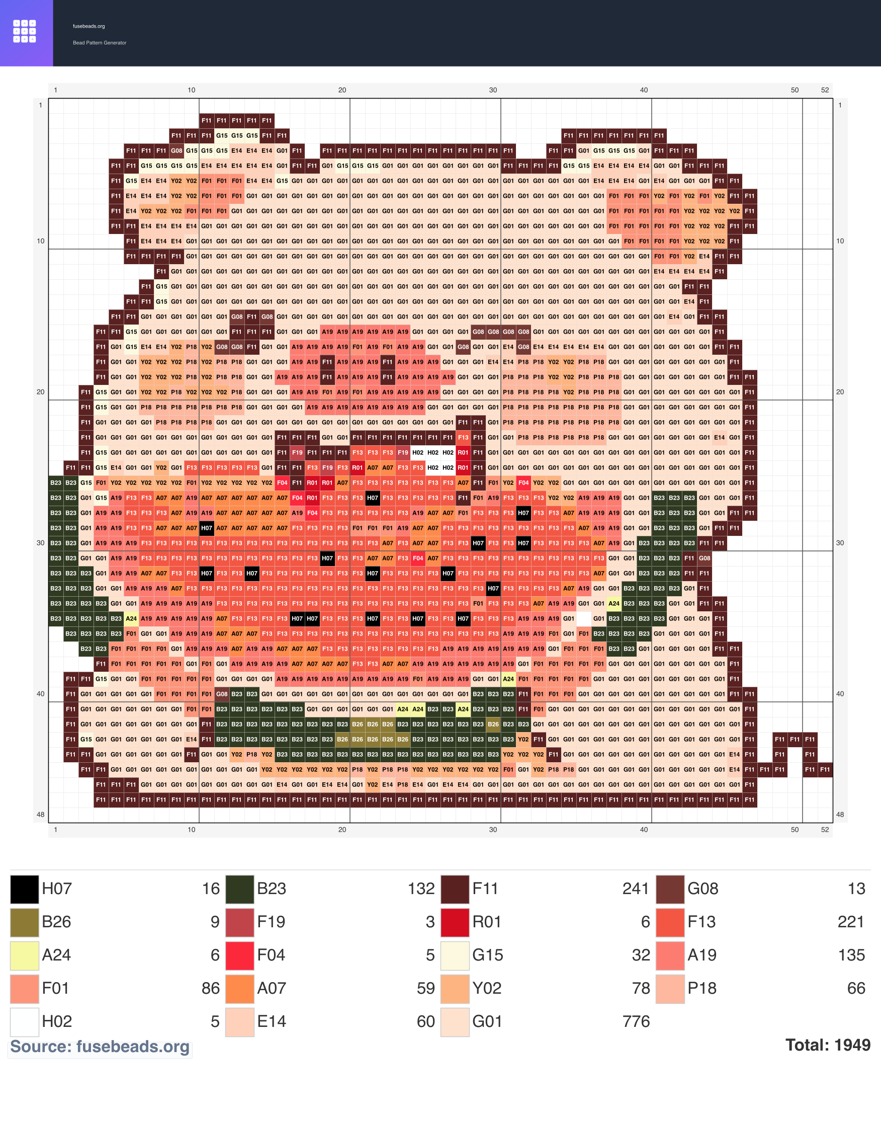 Piglet perler beads pattern