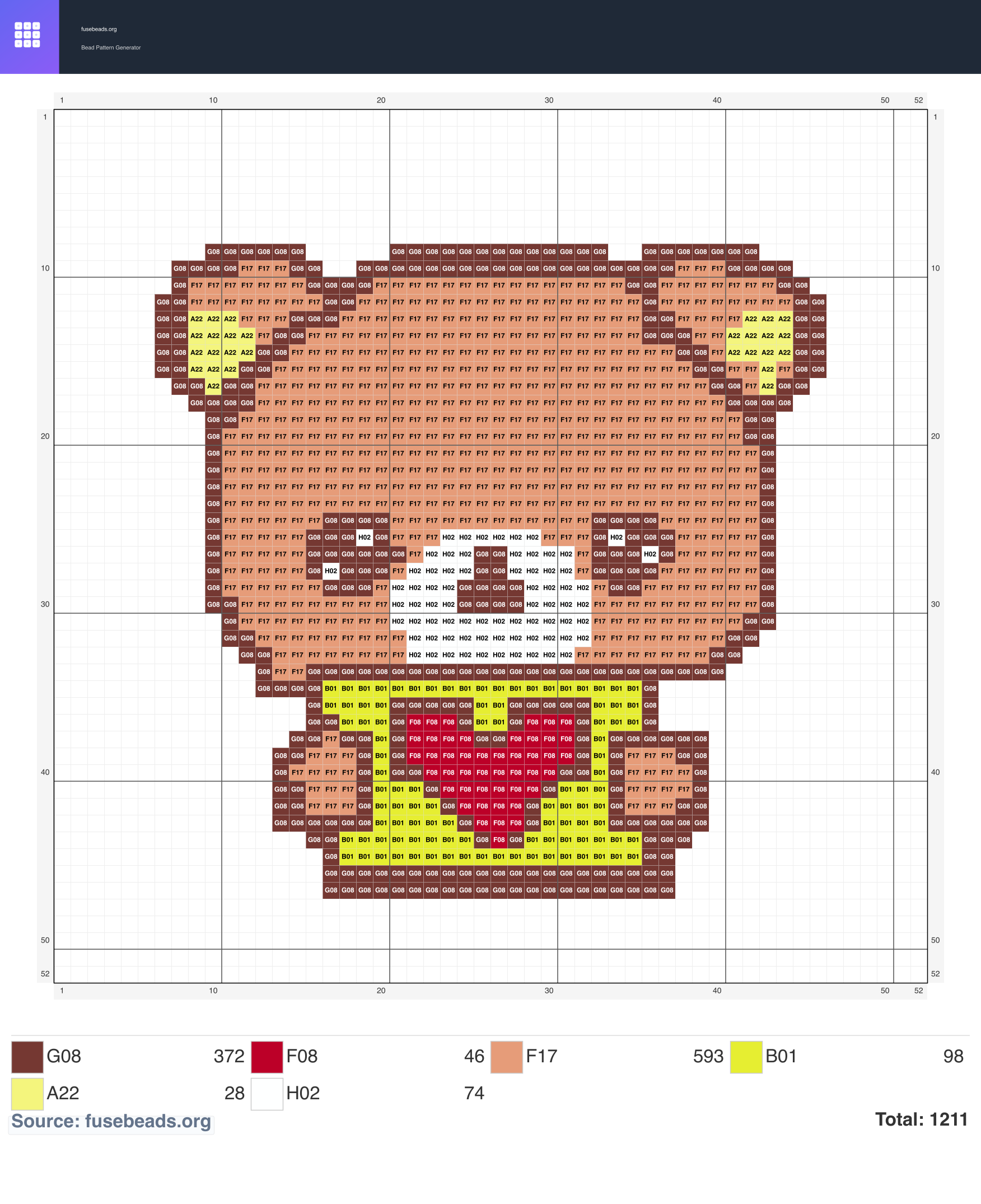 Heart Bear perler beads pattern