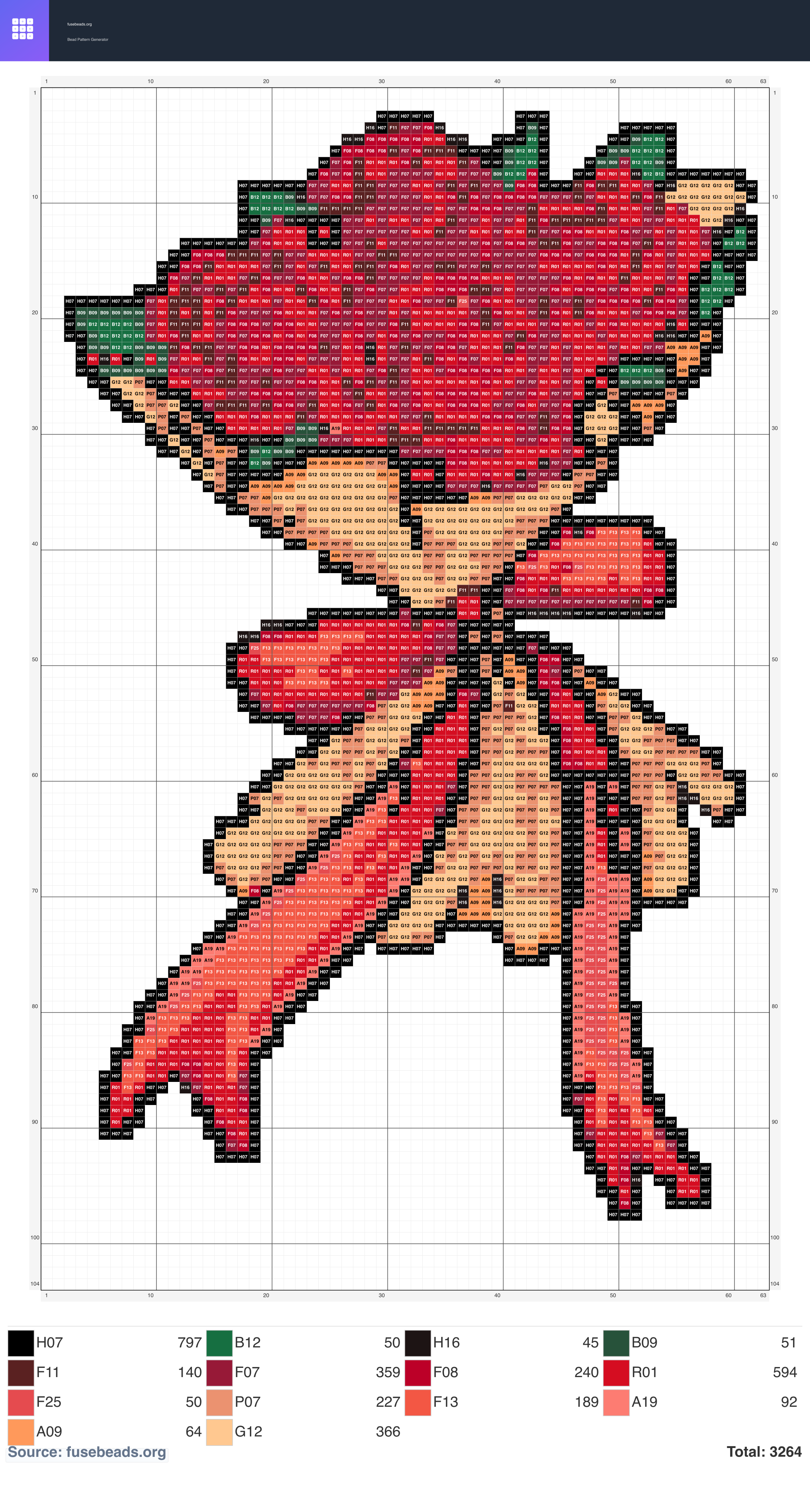 Rose perler beads pattern