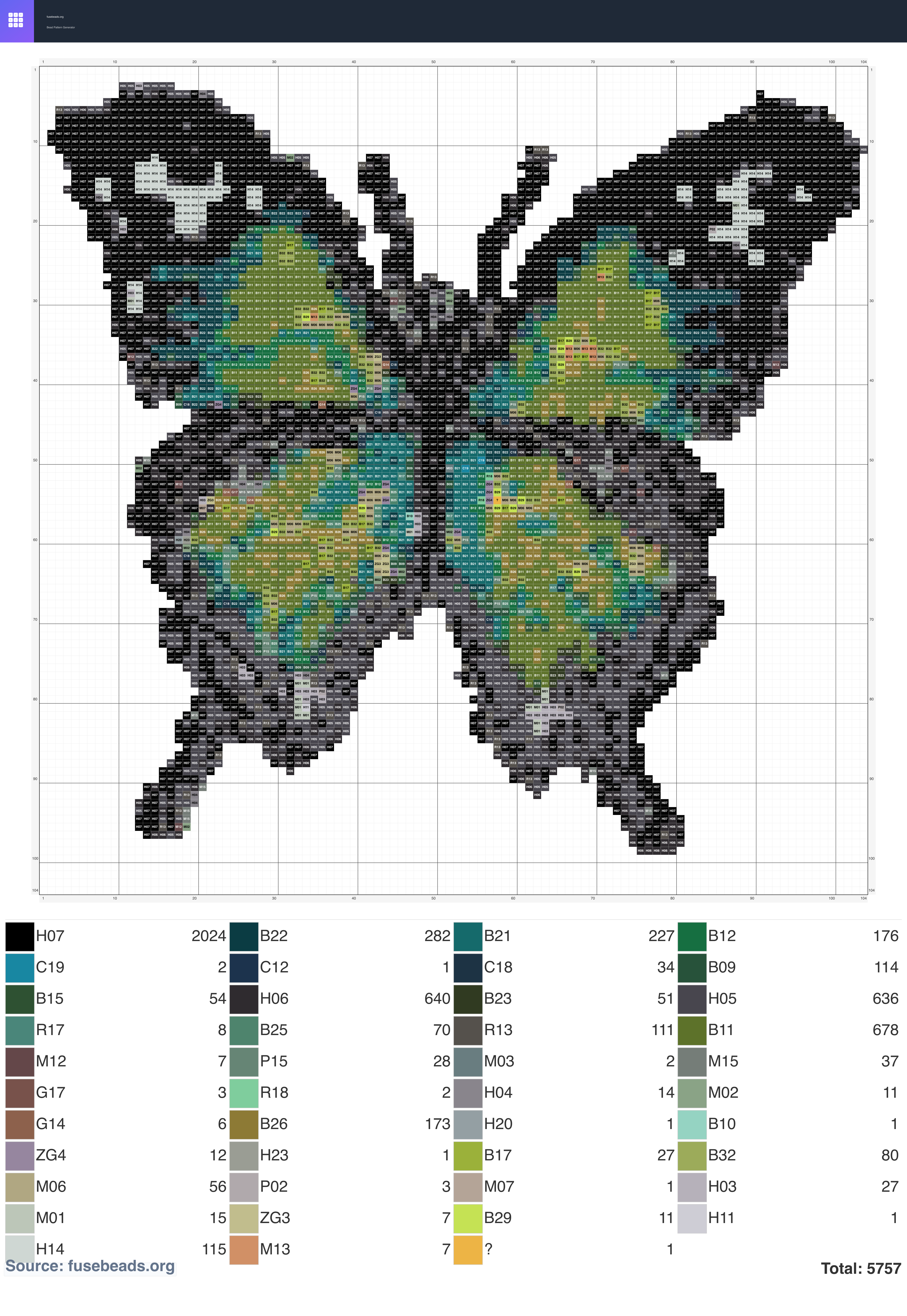 Butterfly perler beads pattern