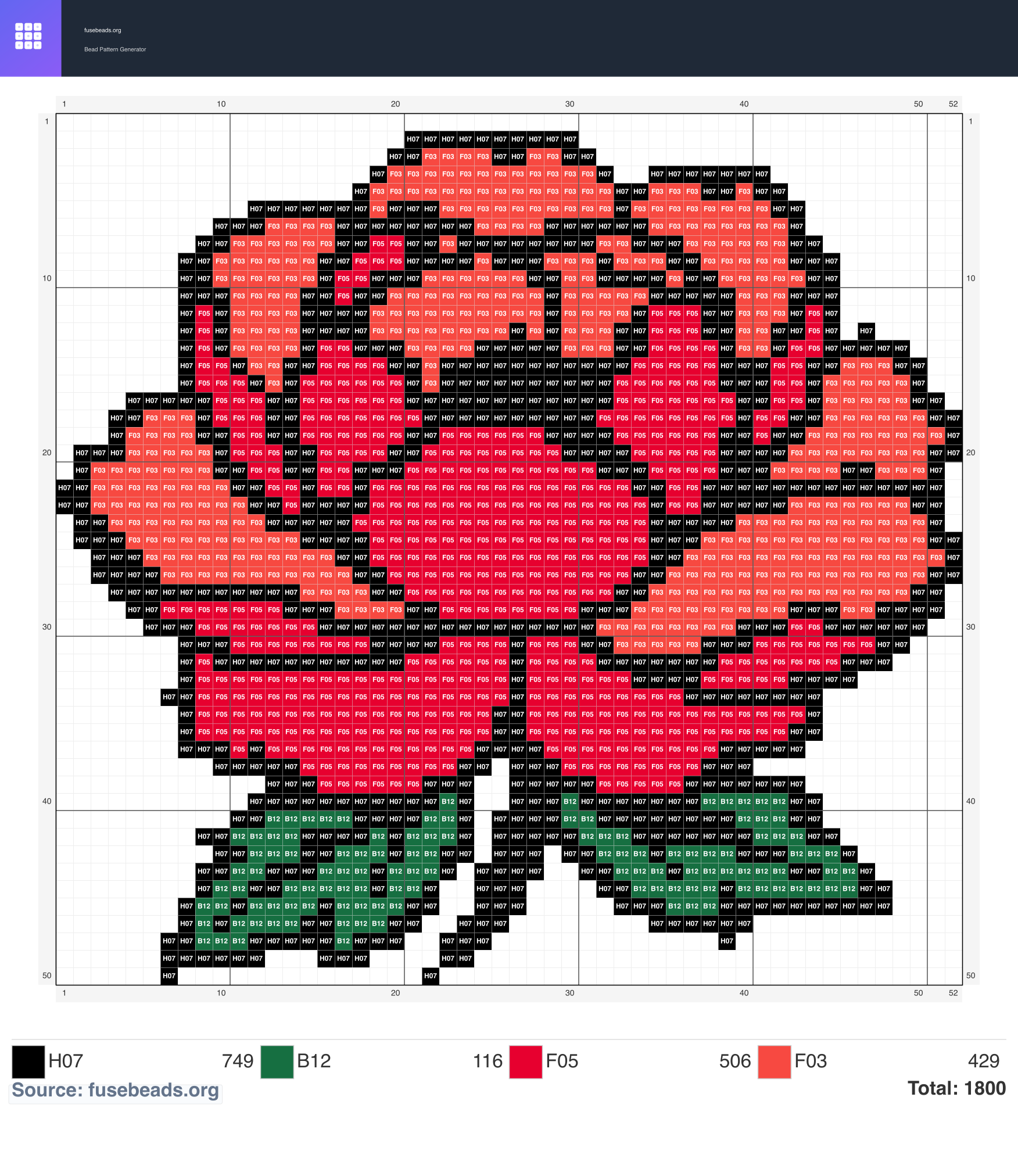 Rose perler beads pattern