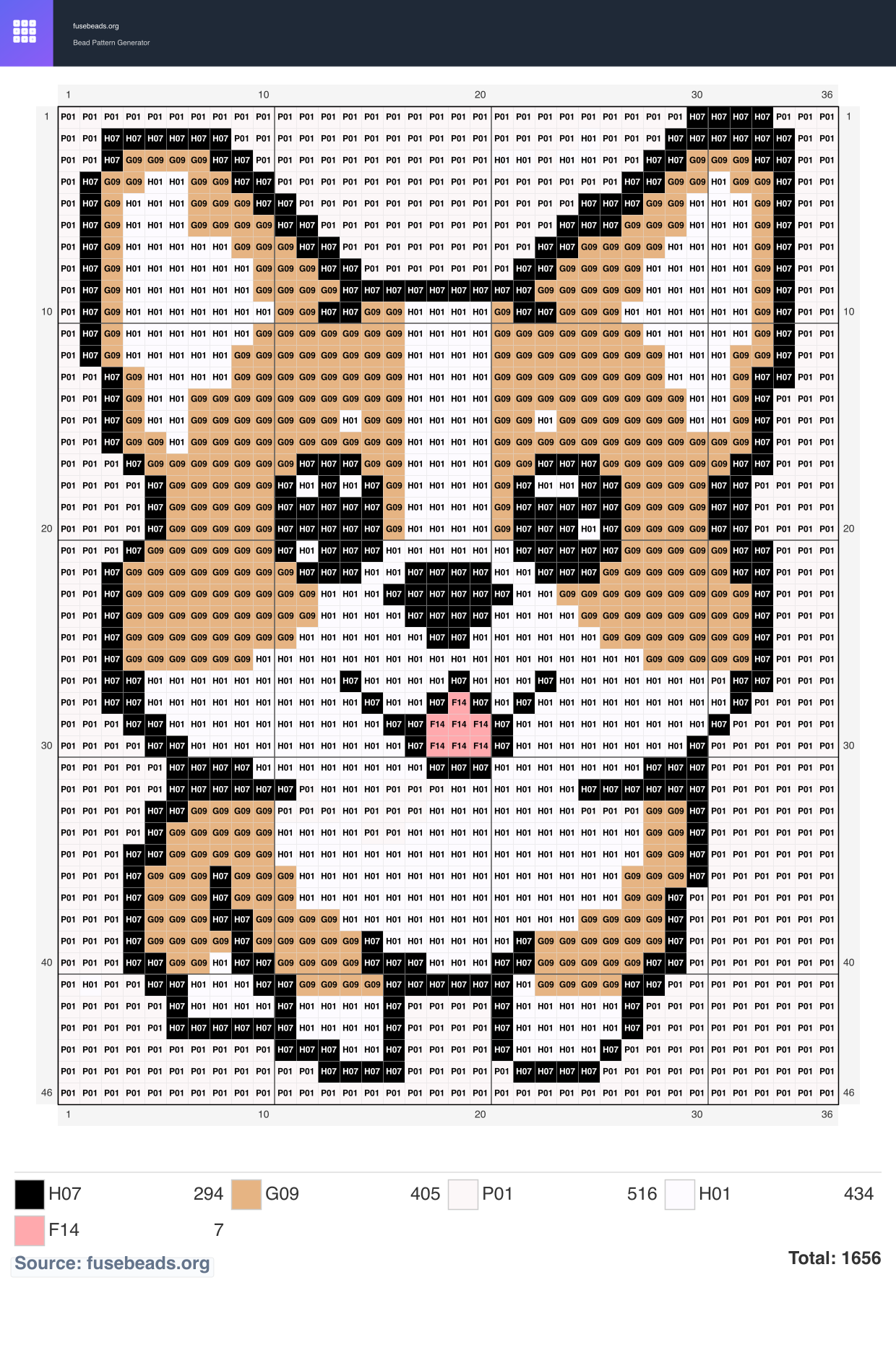 Mini Corgi Dog perler beads pattern
