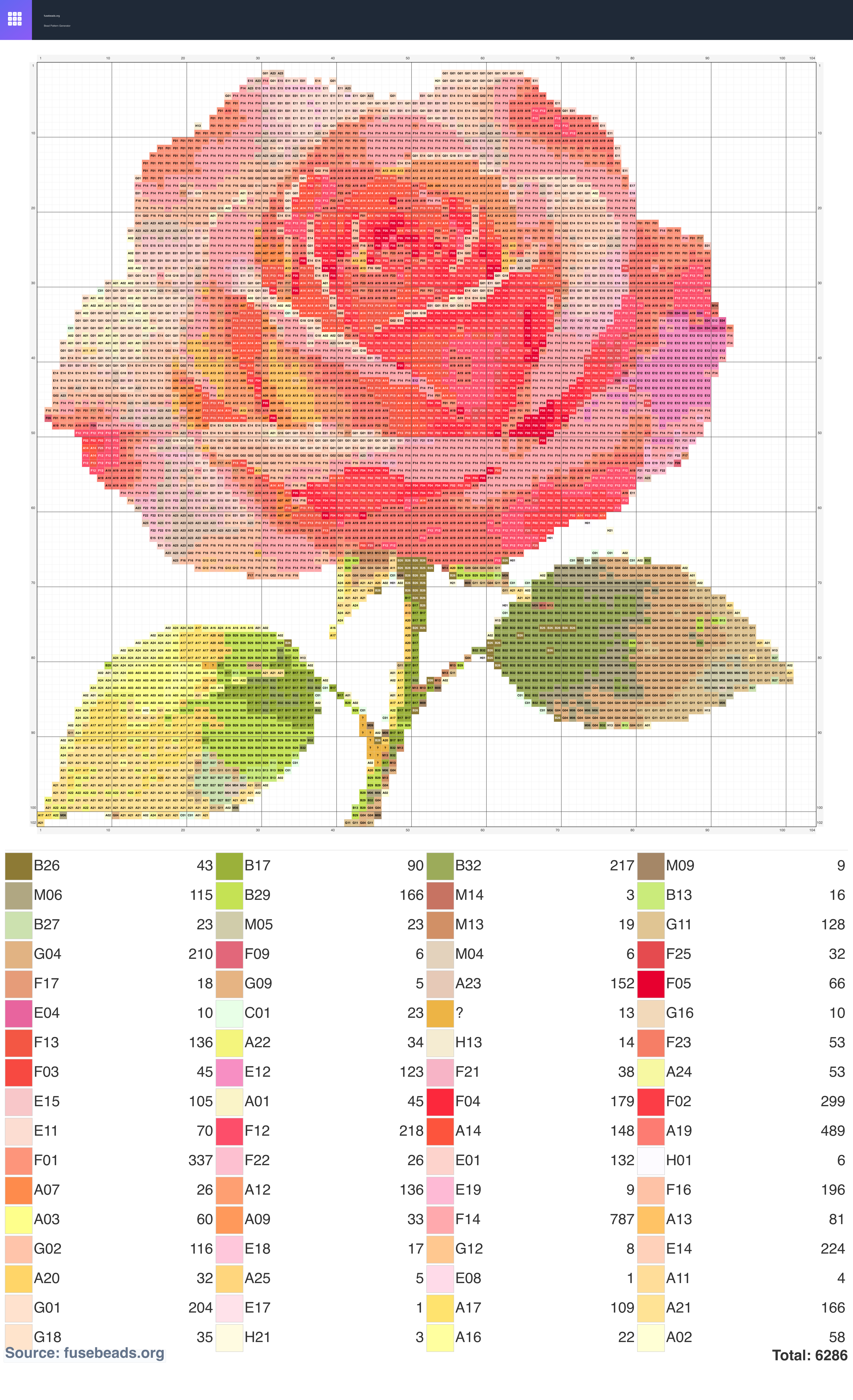 Rose perler beads pattern