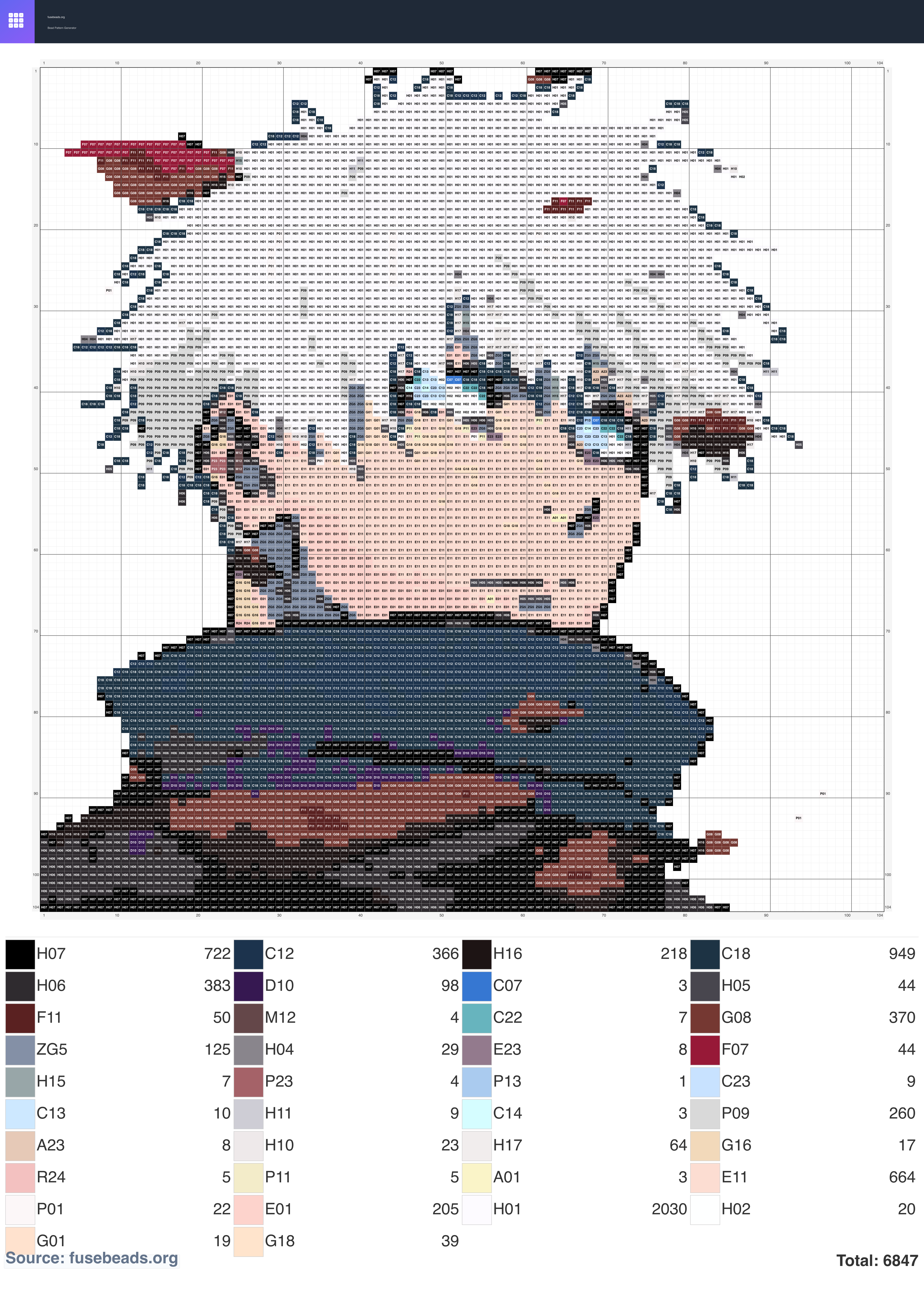 Gojo 28 perler beads pattern