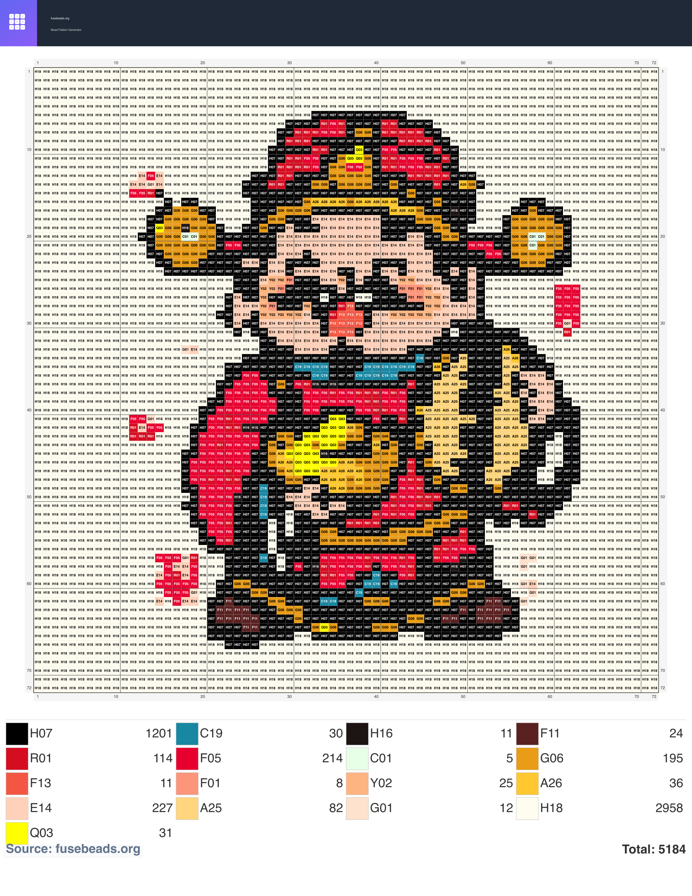 Fortune God perler beads pattern