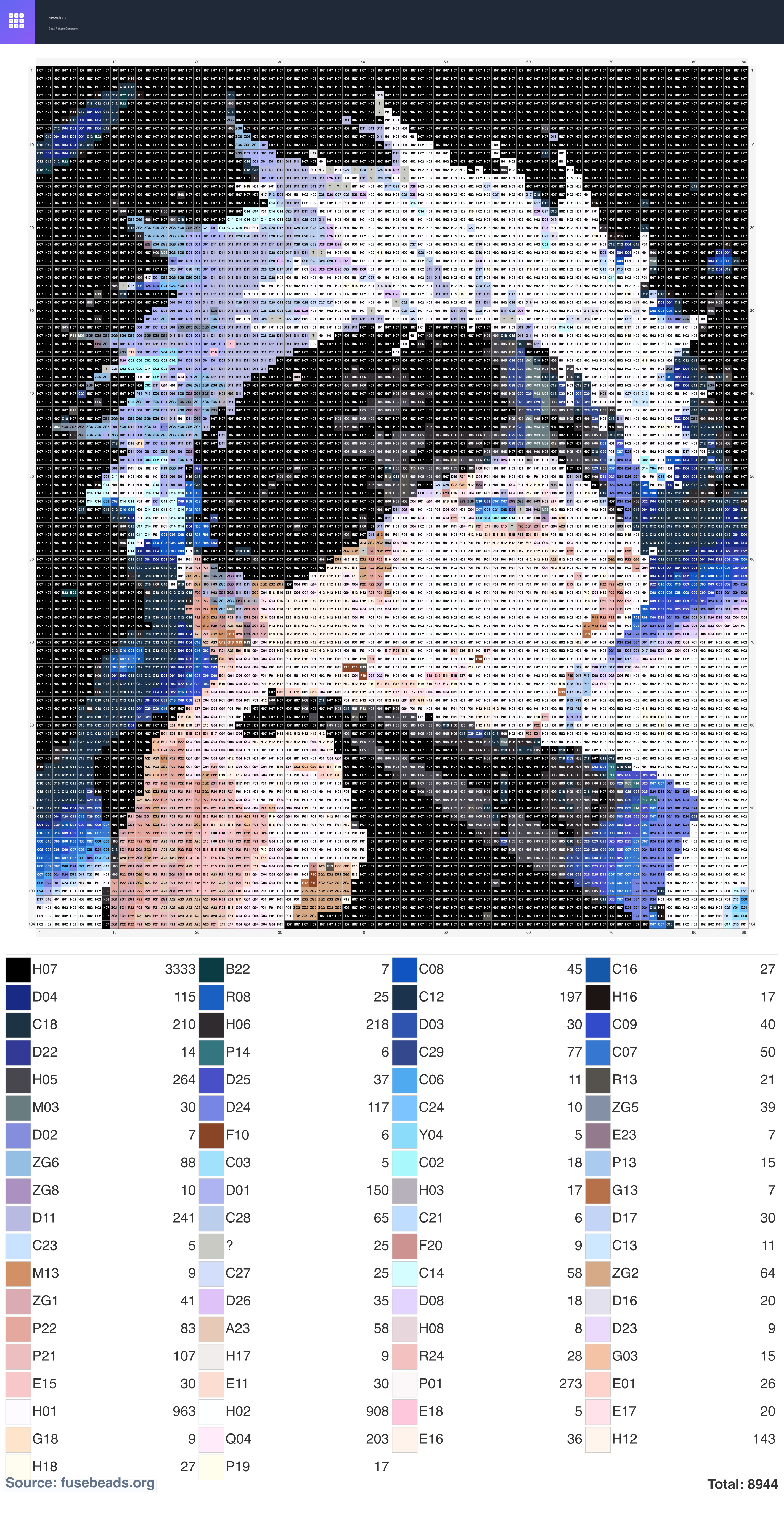 Gojo 28 perler beads pattern
