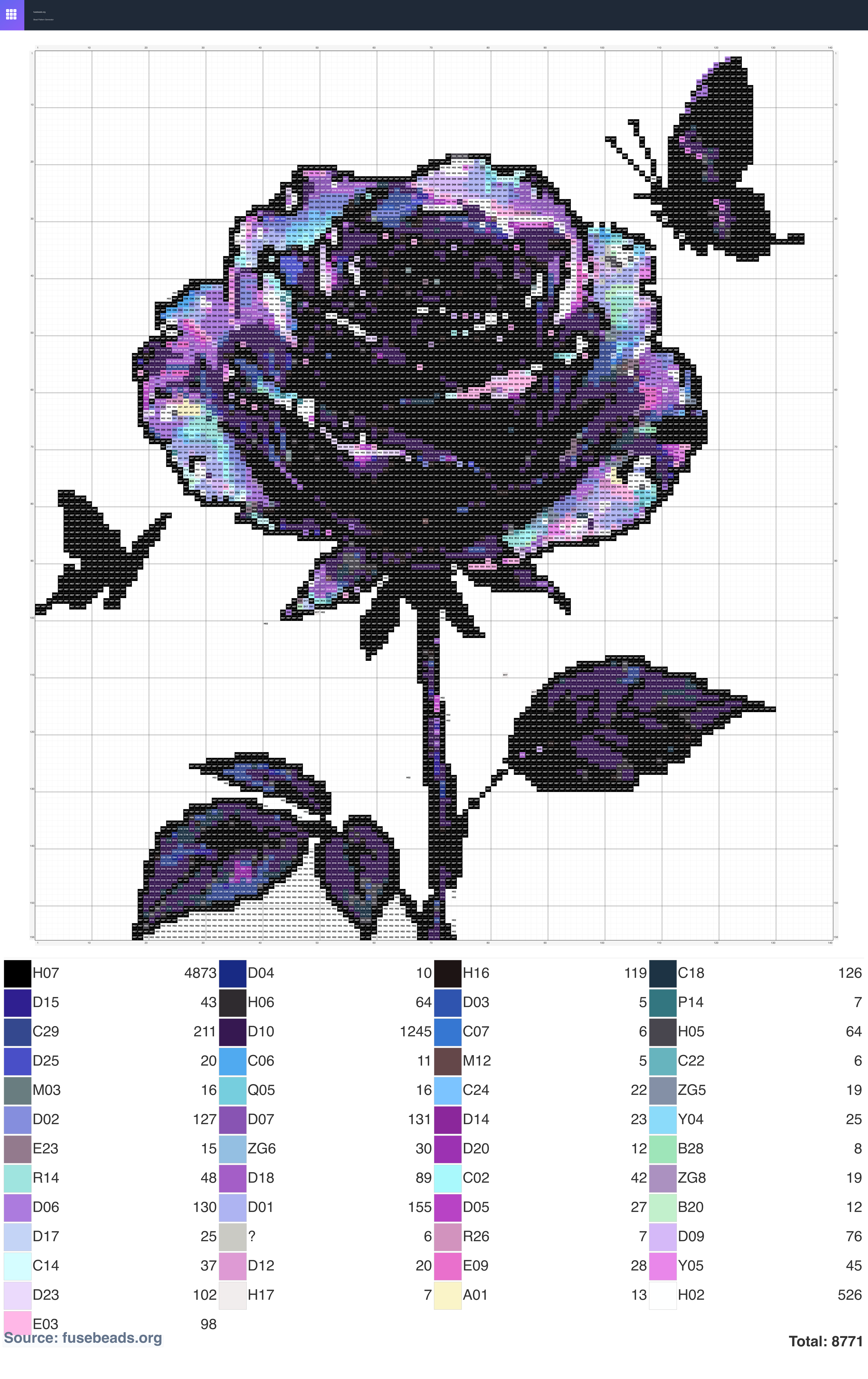 Rose perler beads pattern