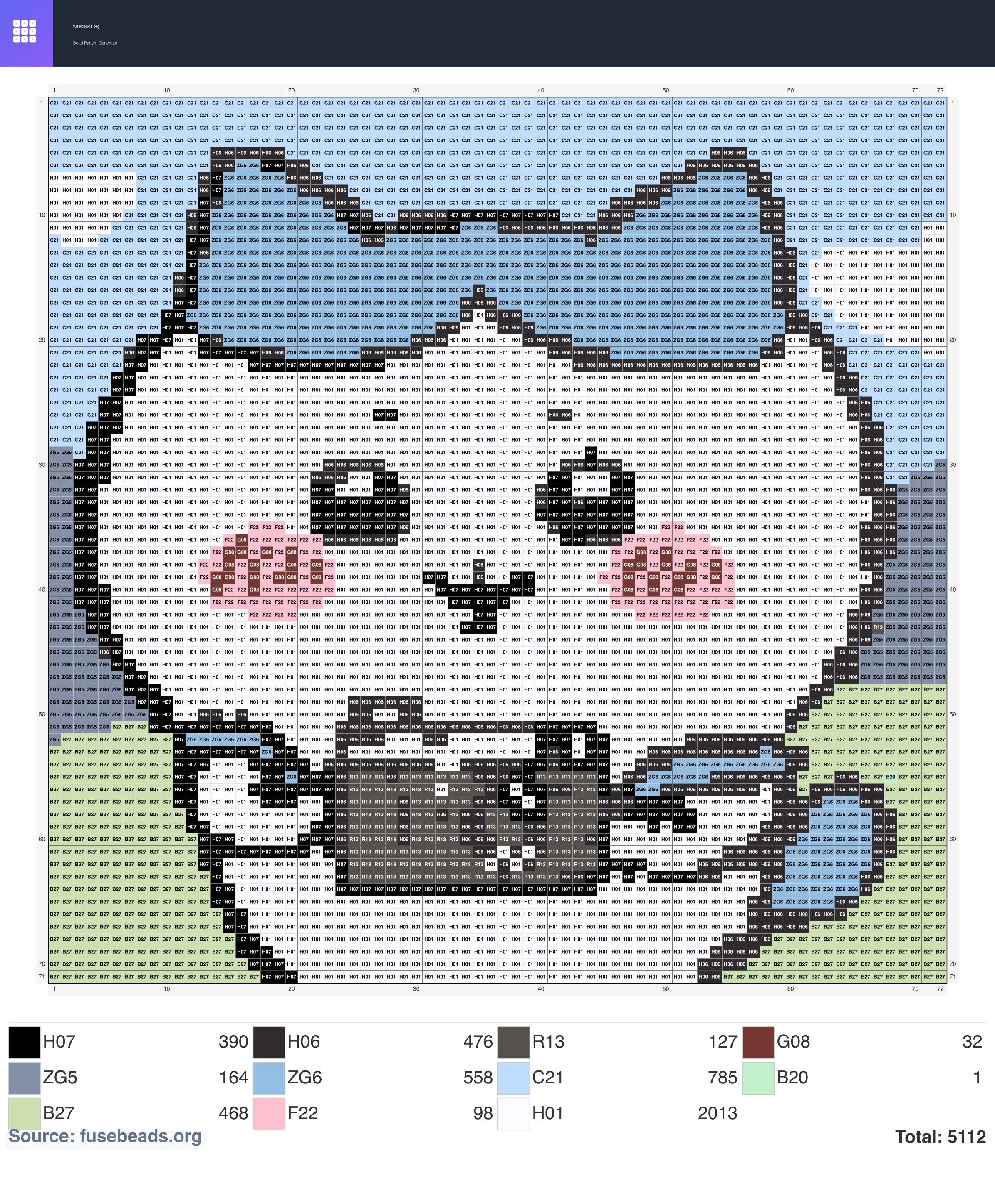 Hachiware perler beads pattern