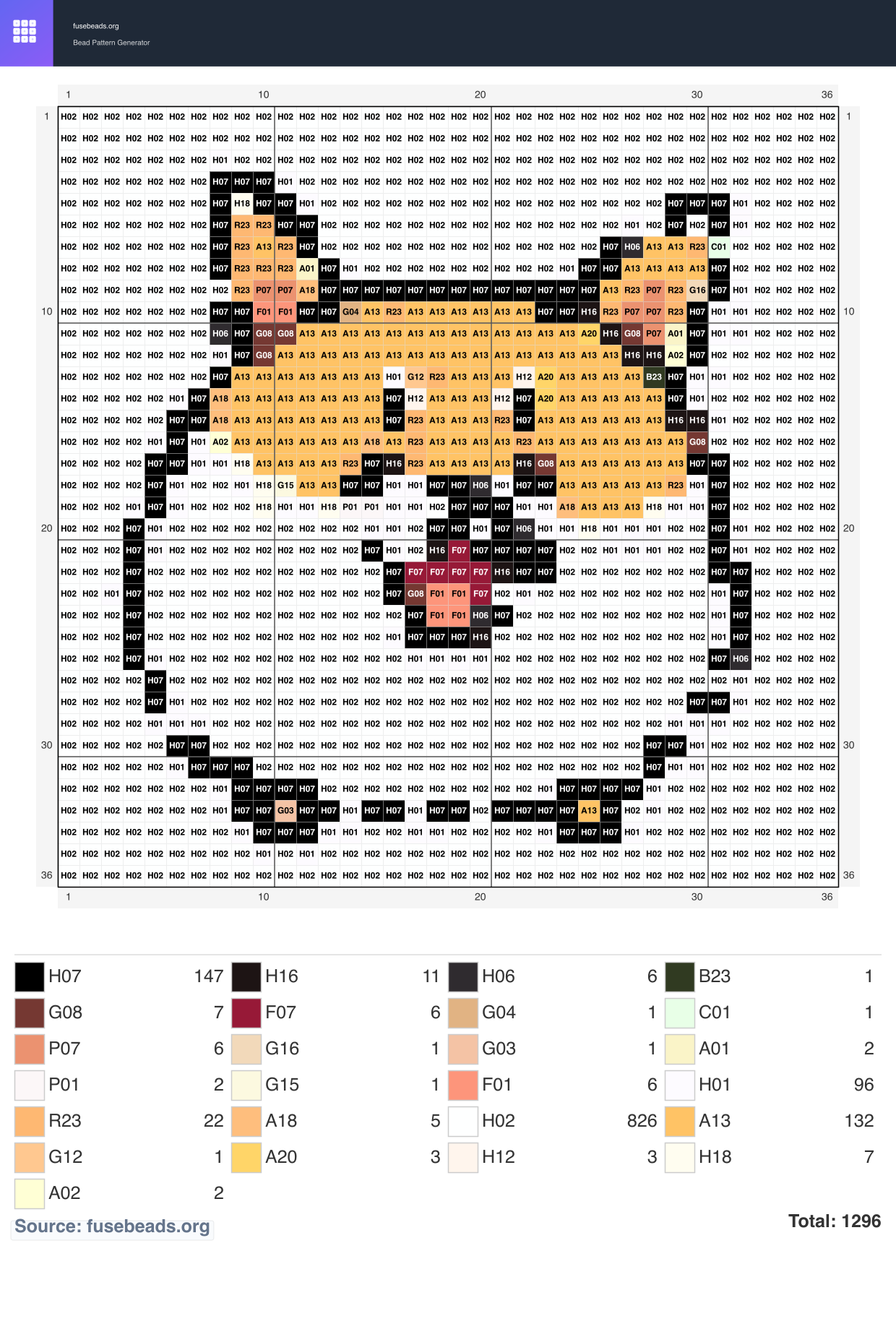 Animal #2366 perler beads pattern