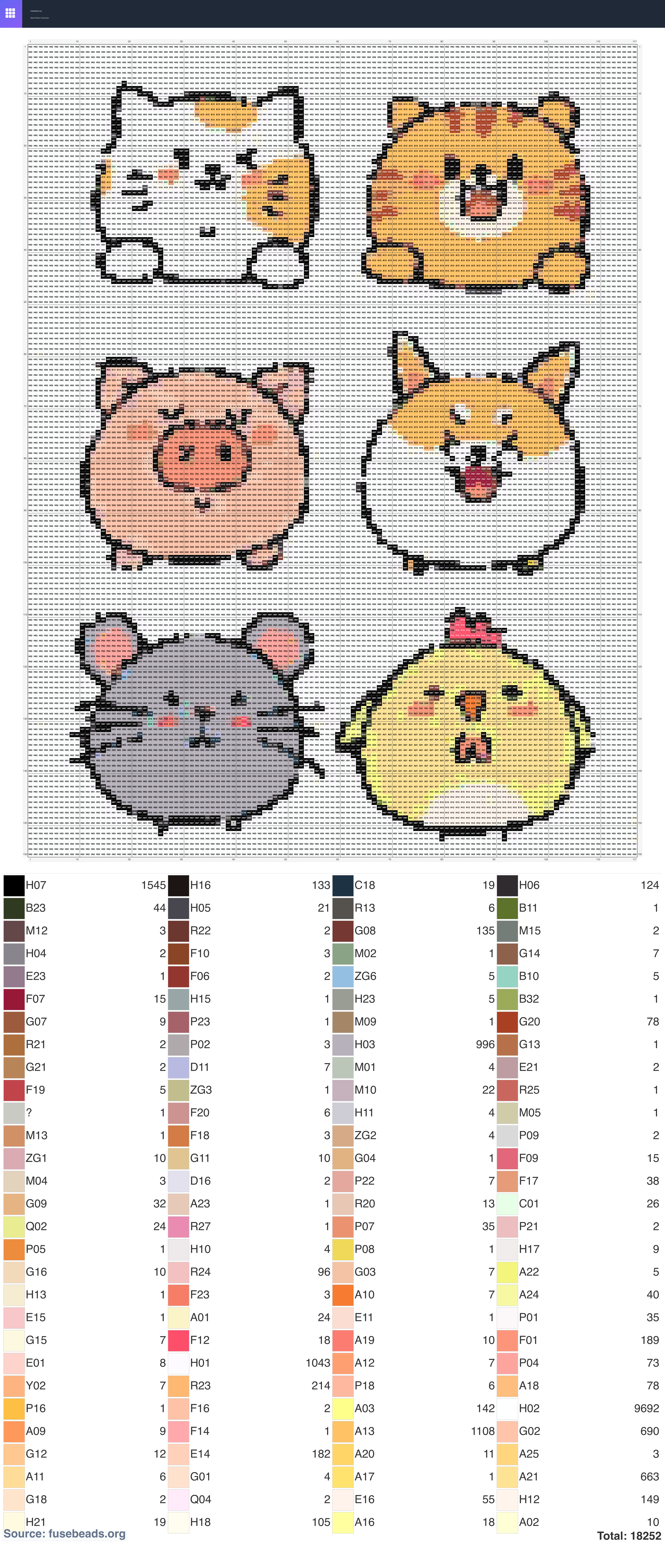 Kawaii #2410 perler beads pattern