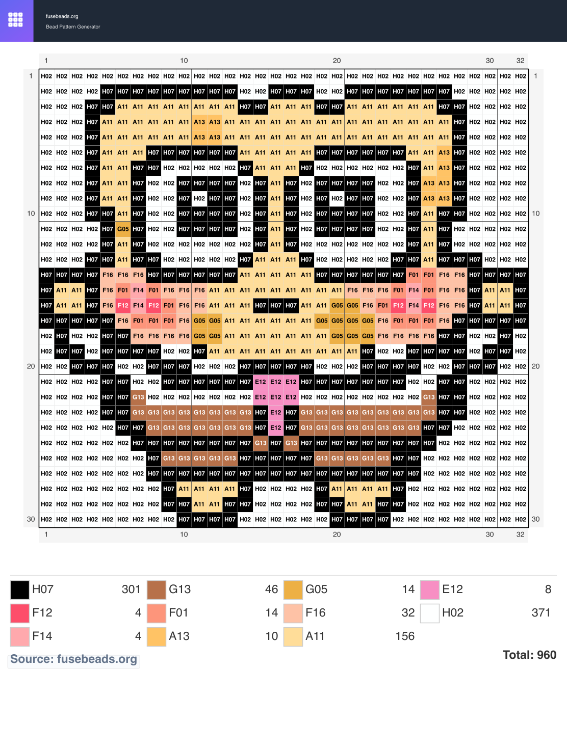 SpongeBob perler beads pattern