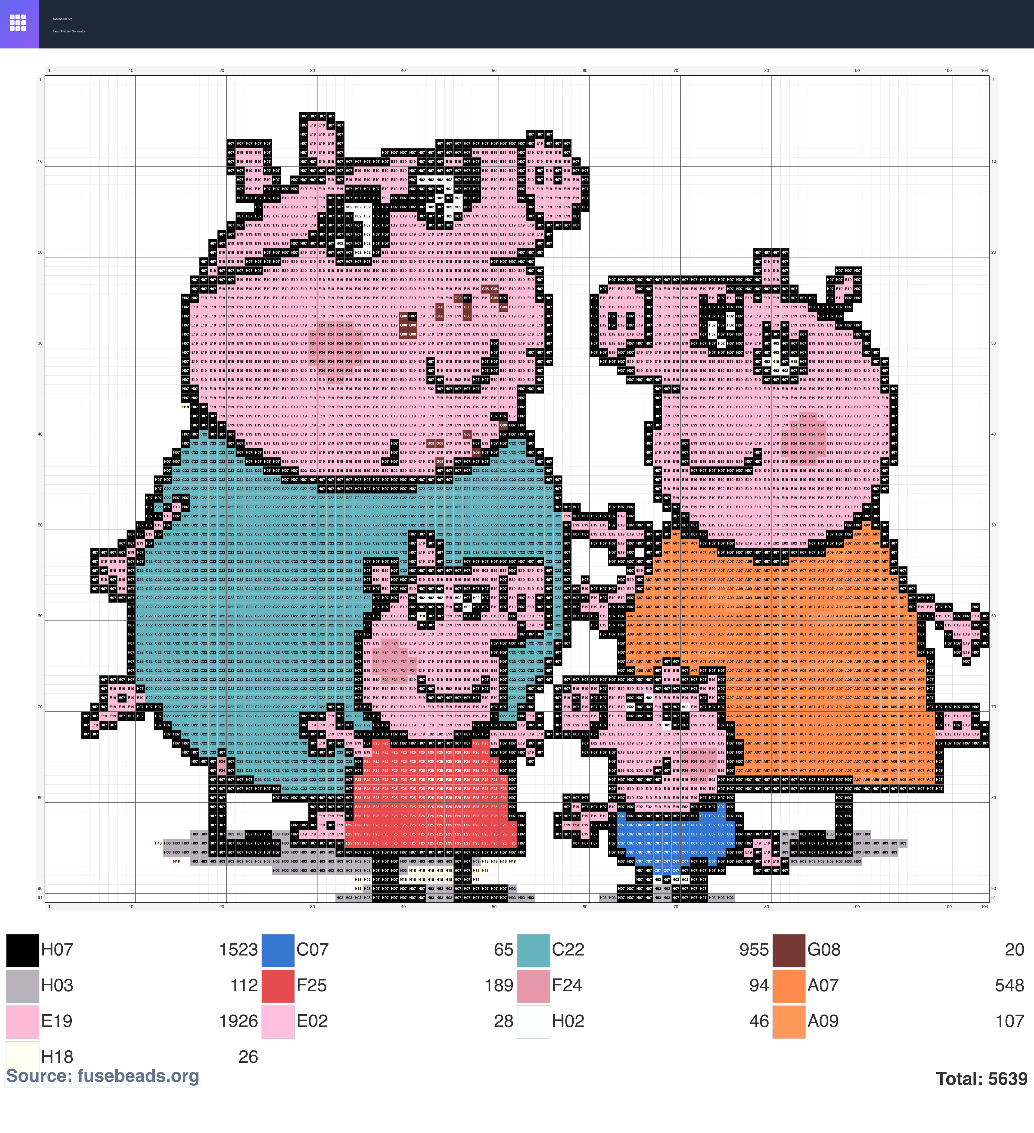 Peppa Pig perler beads pattern