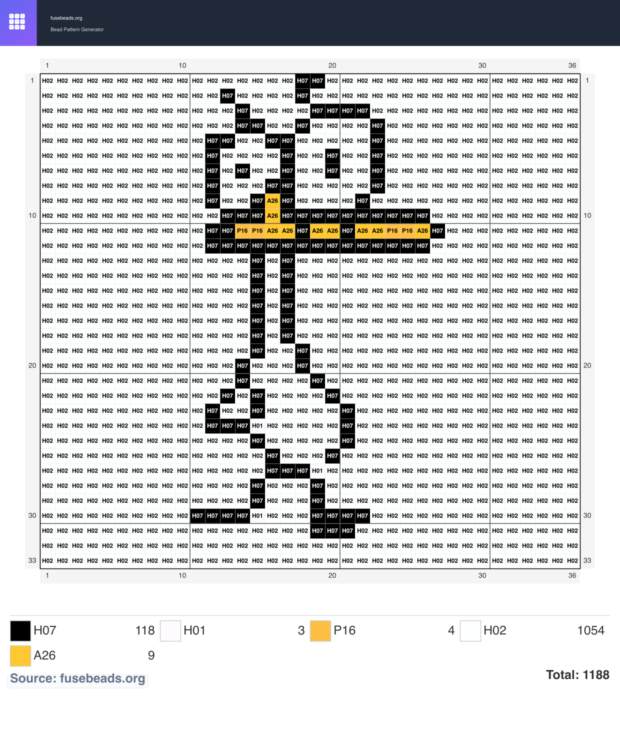 Duck perler beads pattern