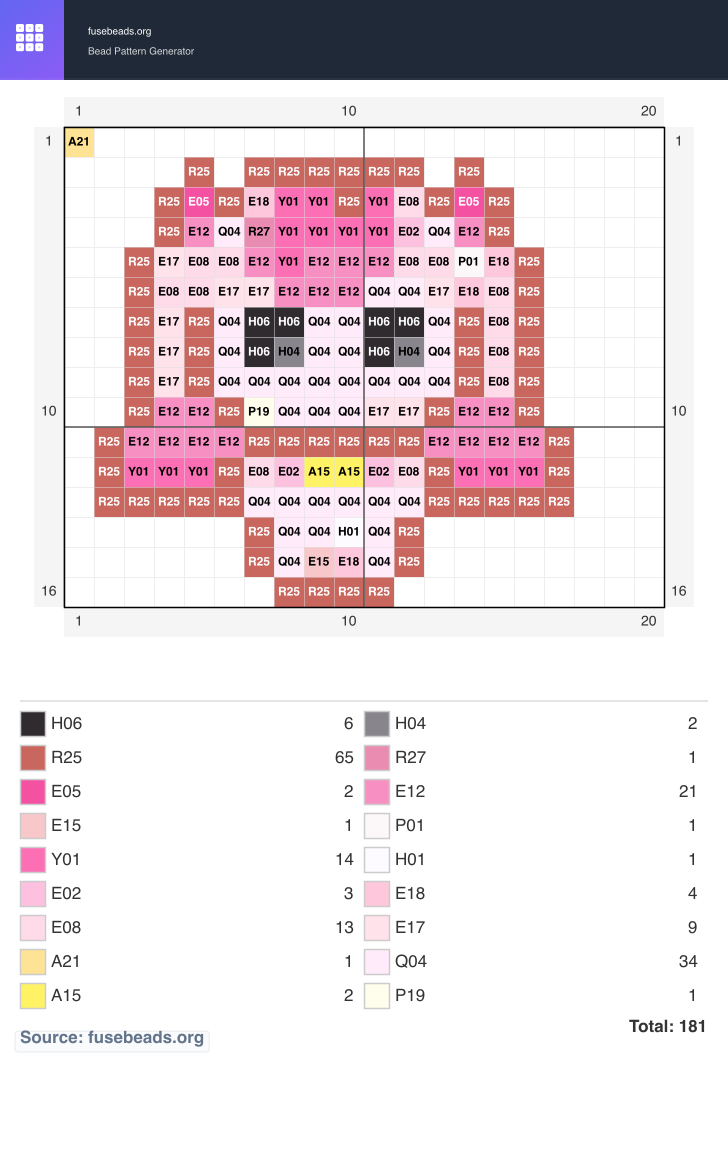 Heart Mengke perler beads pattern