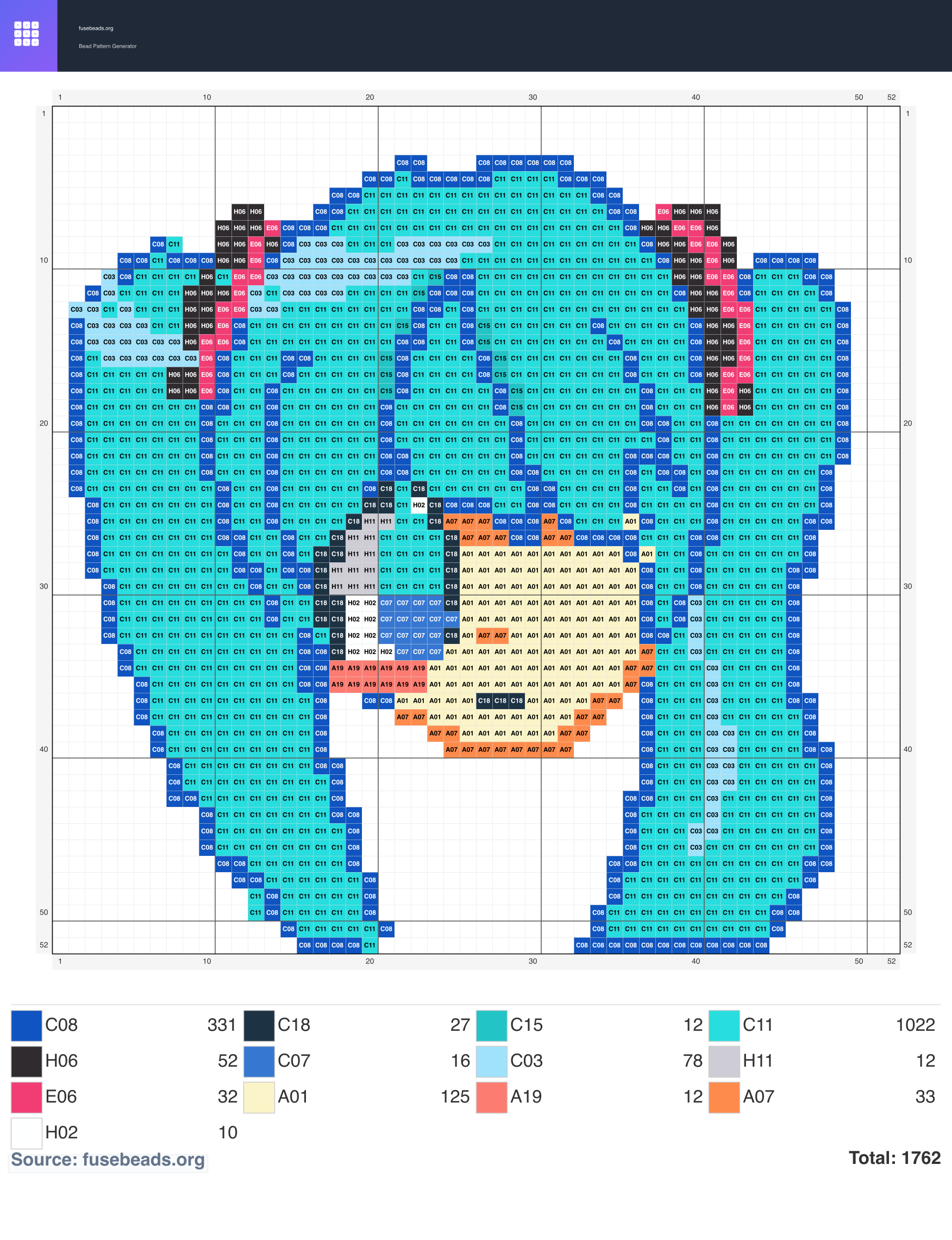 Hatsune Miku perler beads pattern