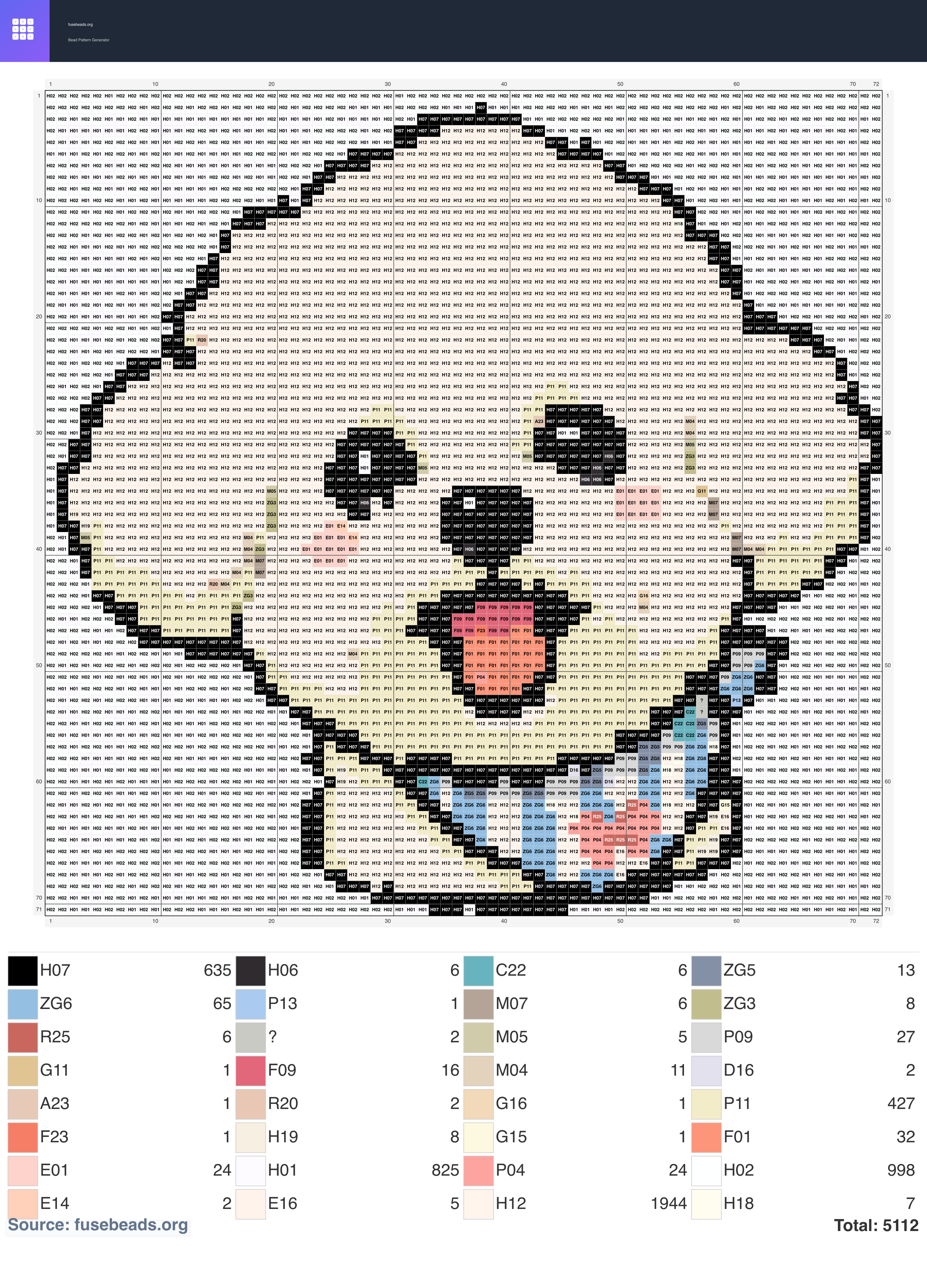 Bichon perler beads pattern