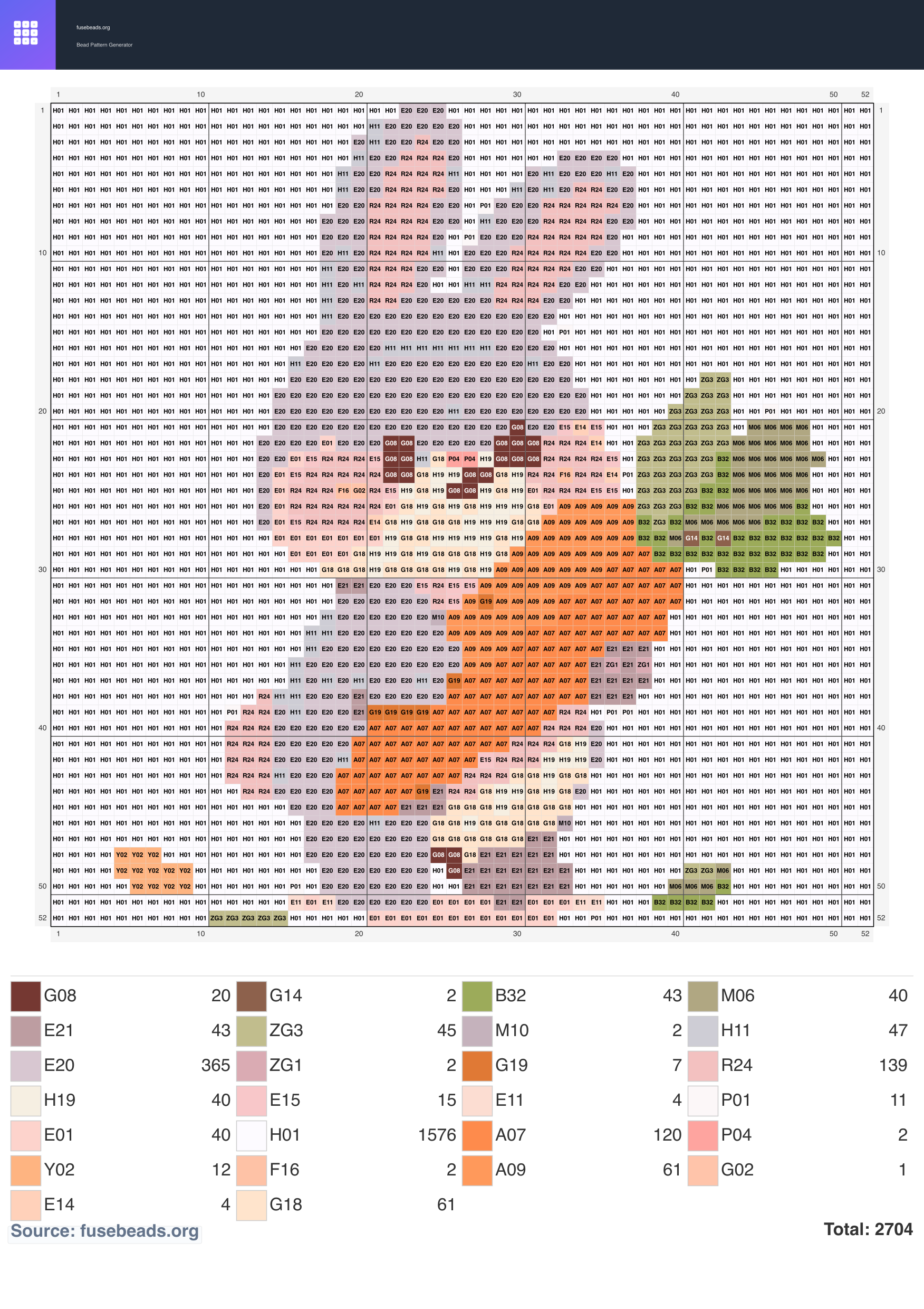 Bunny perler beads pattern