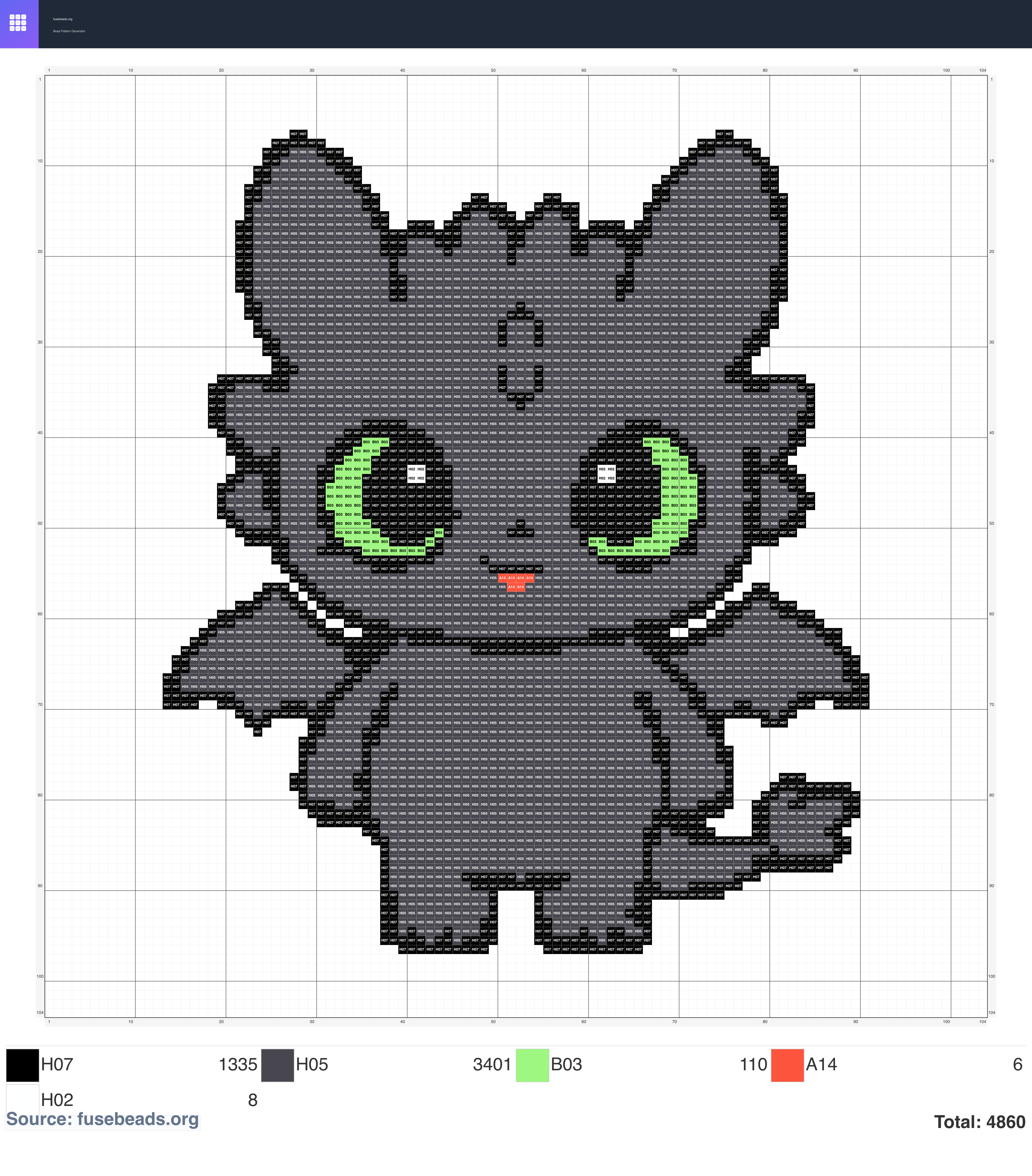 Toothless Night Fury perler beads pattern