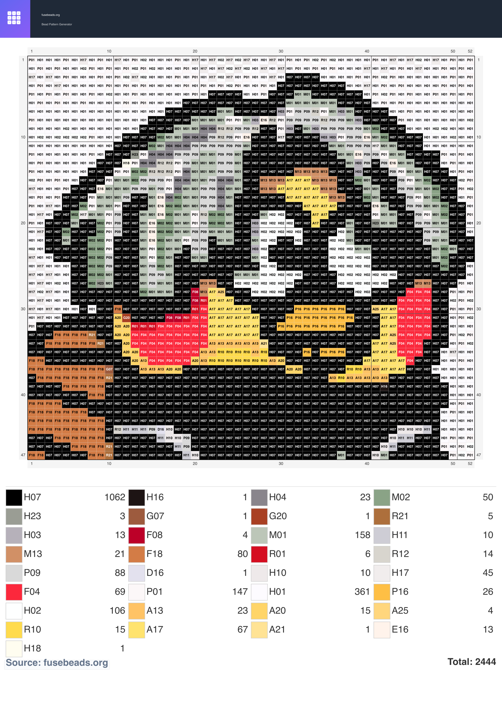 Ikun perler beads pattern