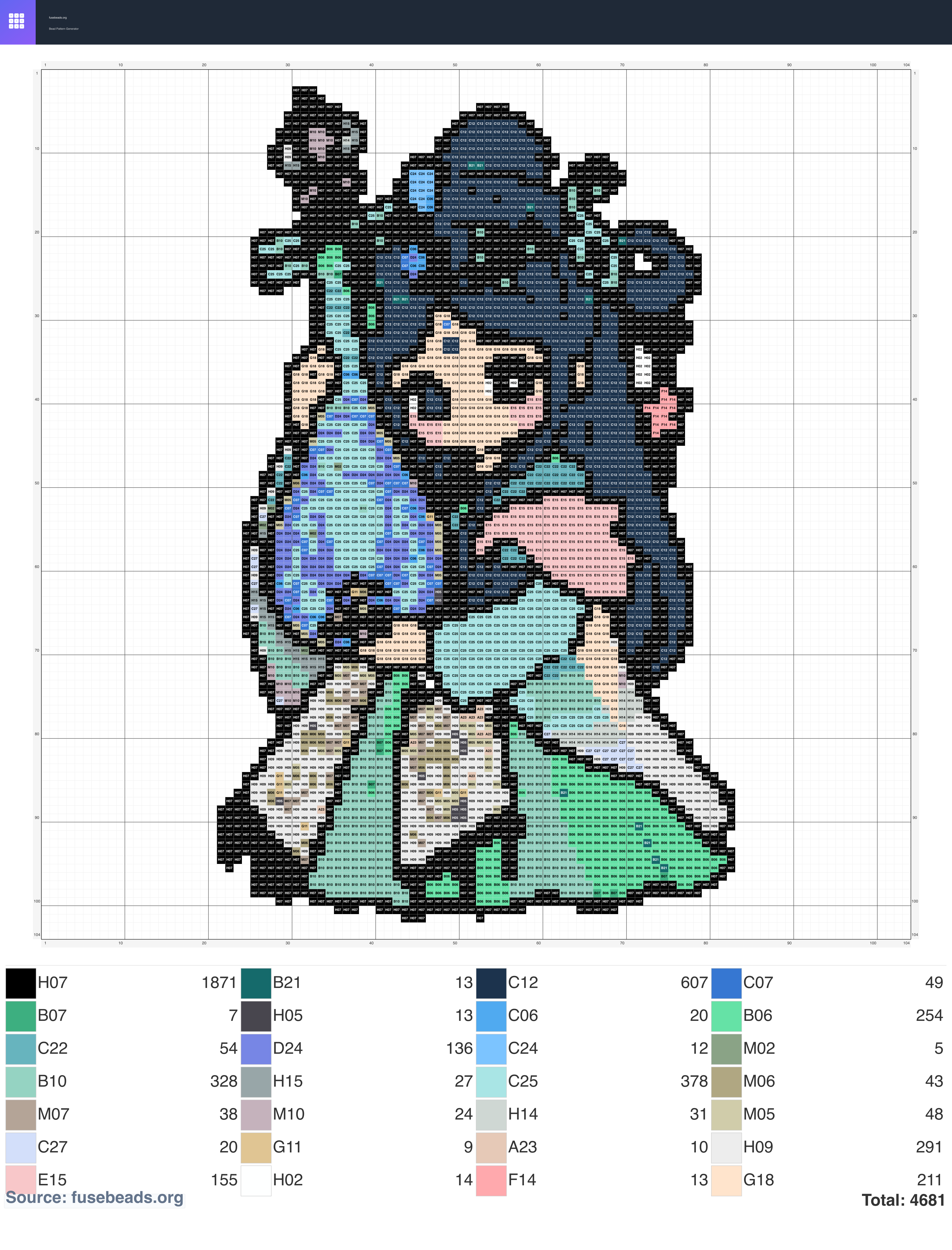 Princess perler beads pattern