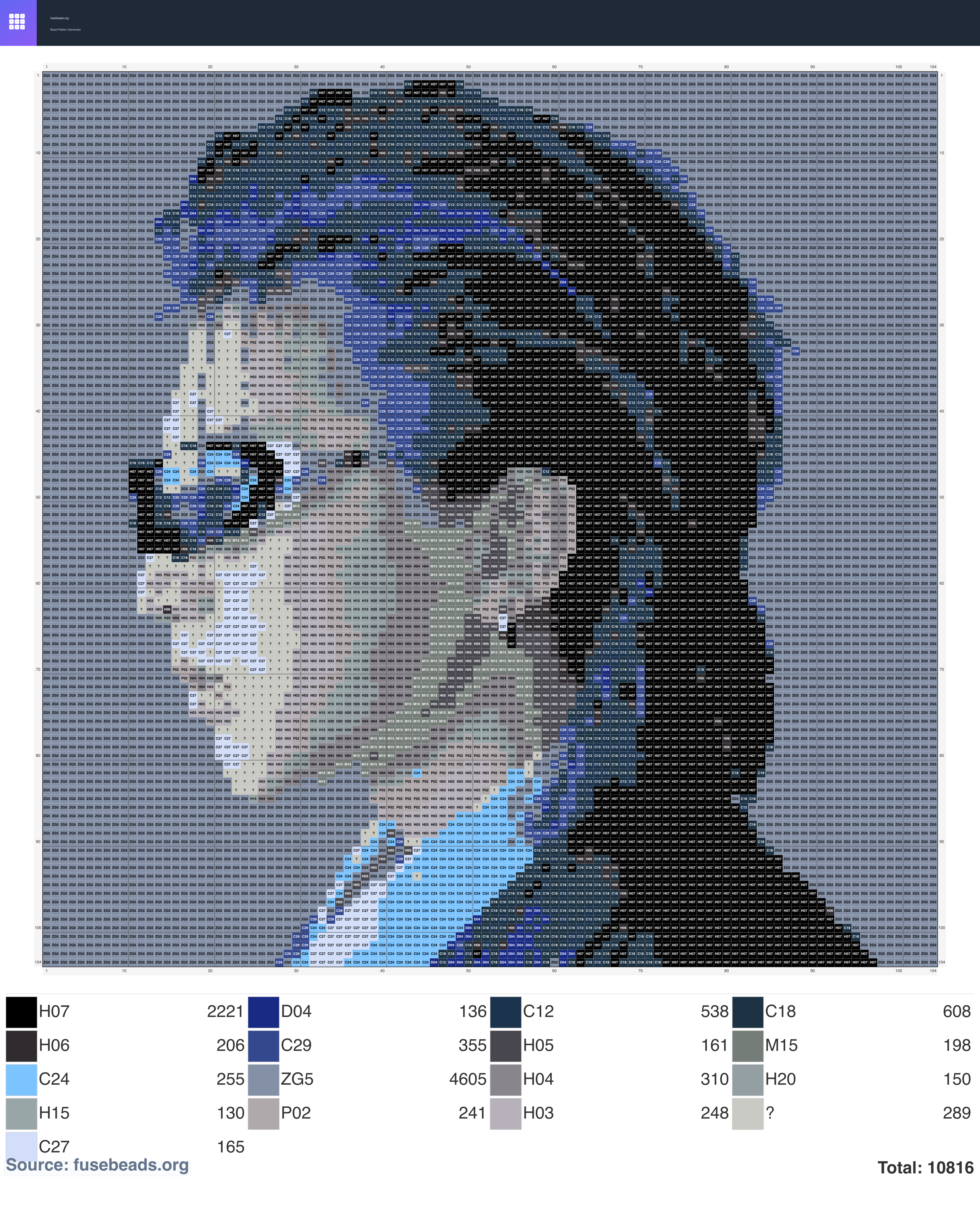 KUN perler beads pattern