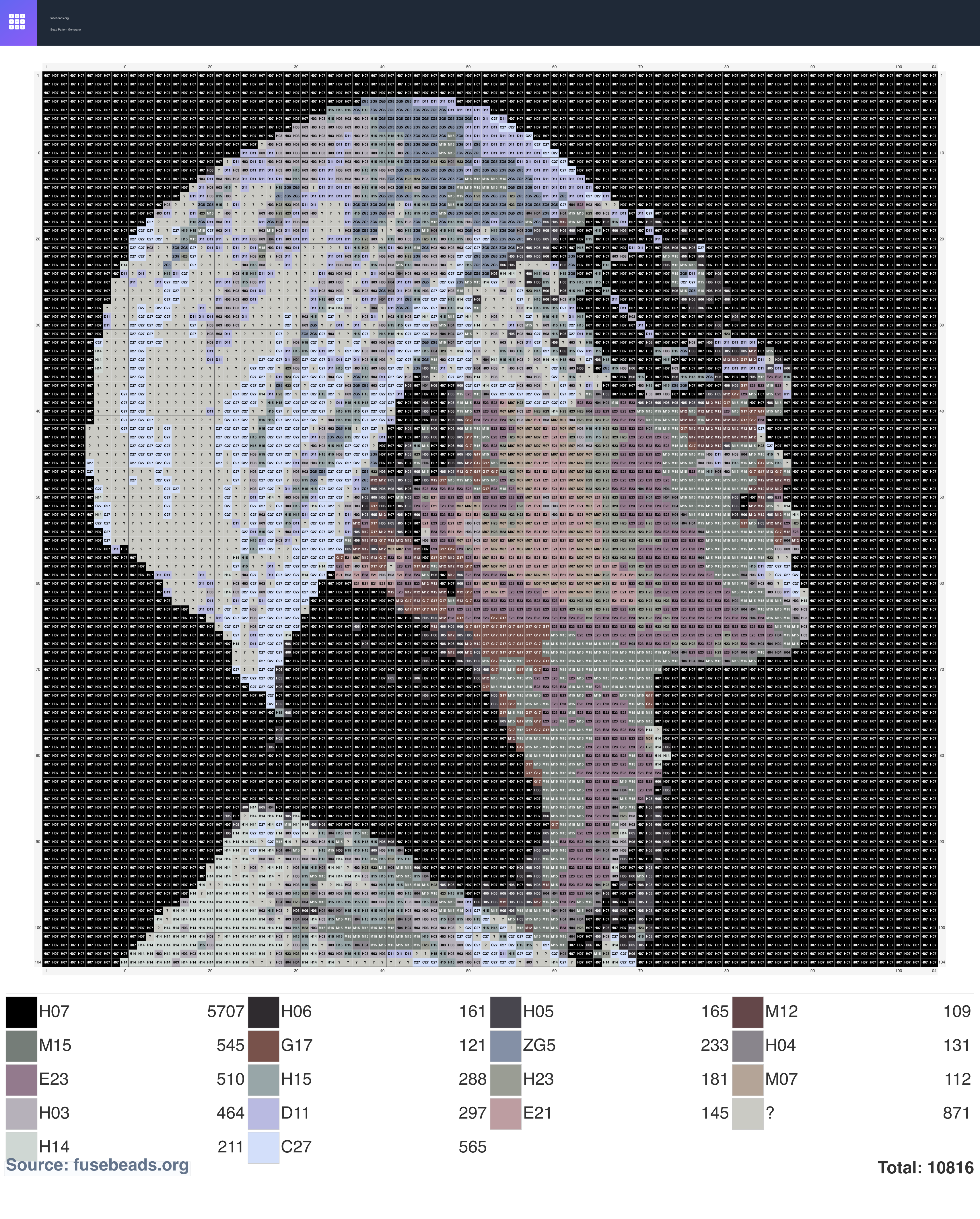 KUN perler beads pattern