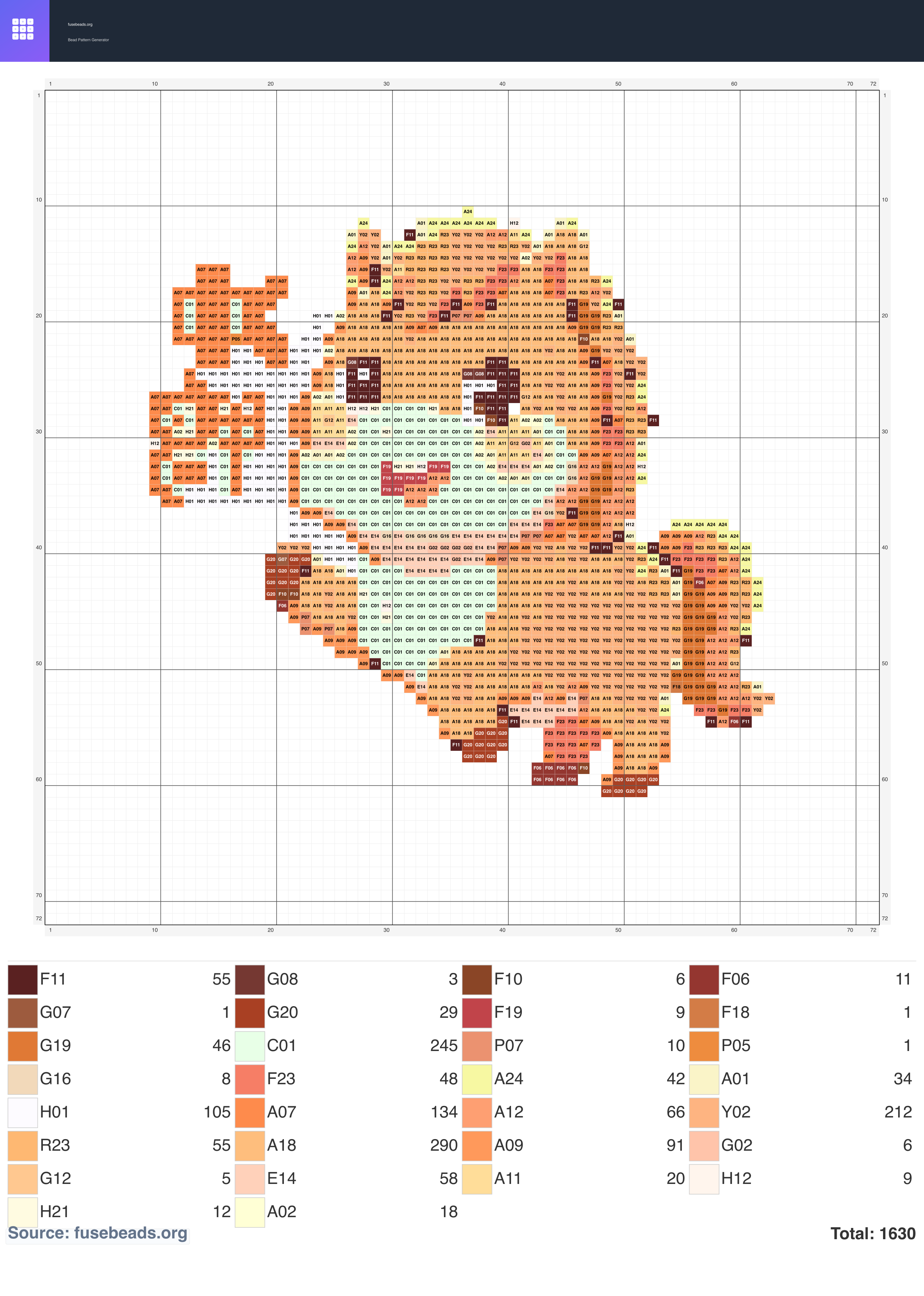Duck perler beads pattern