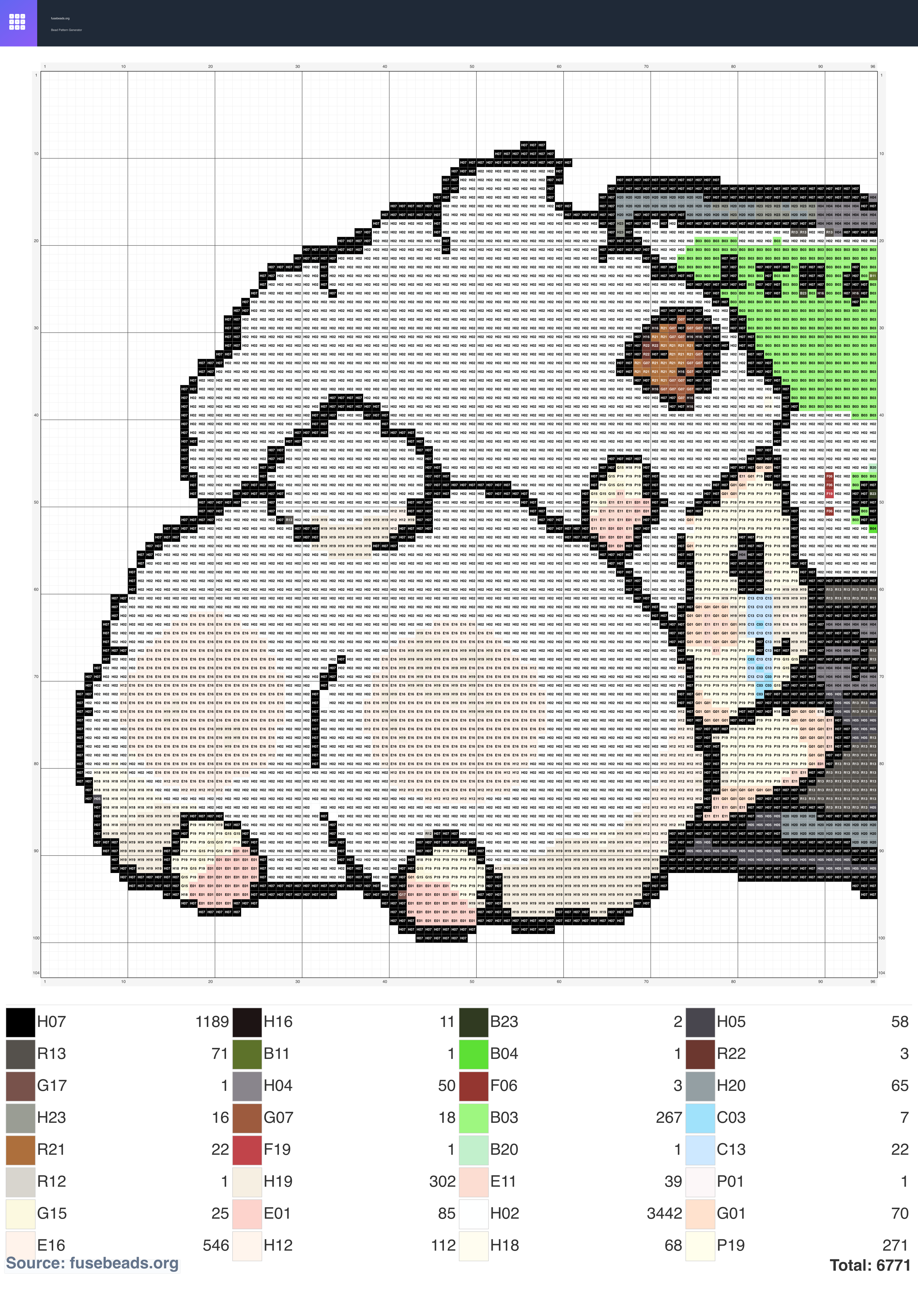 Lazy Sheep 96*104 perler beads pattern