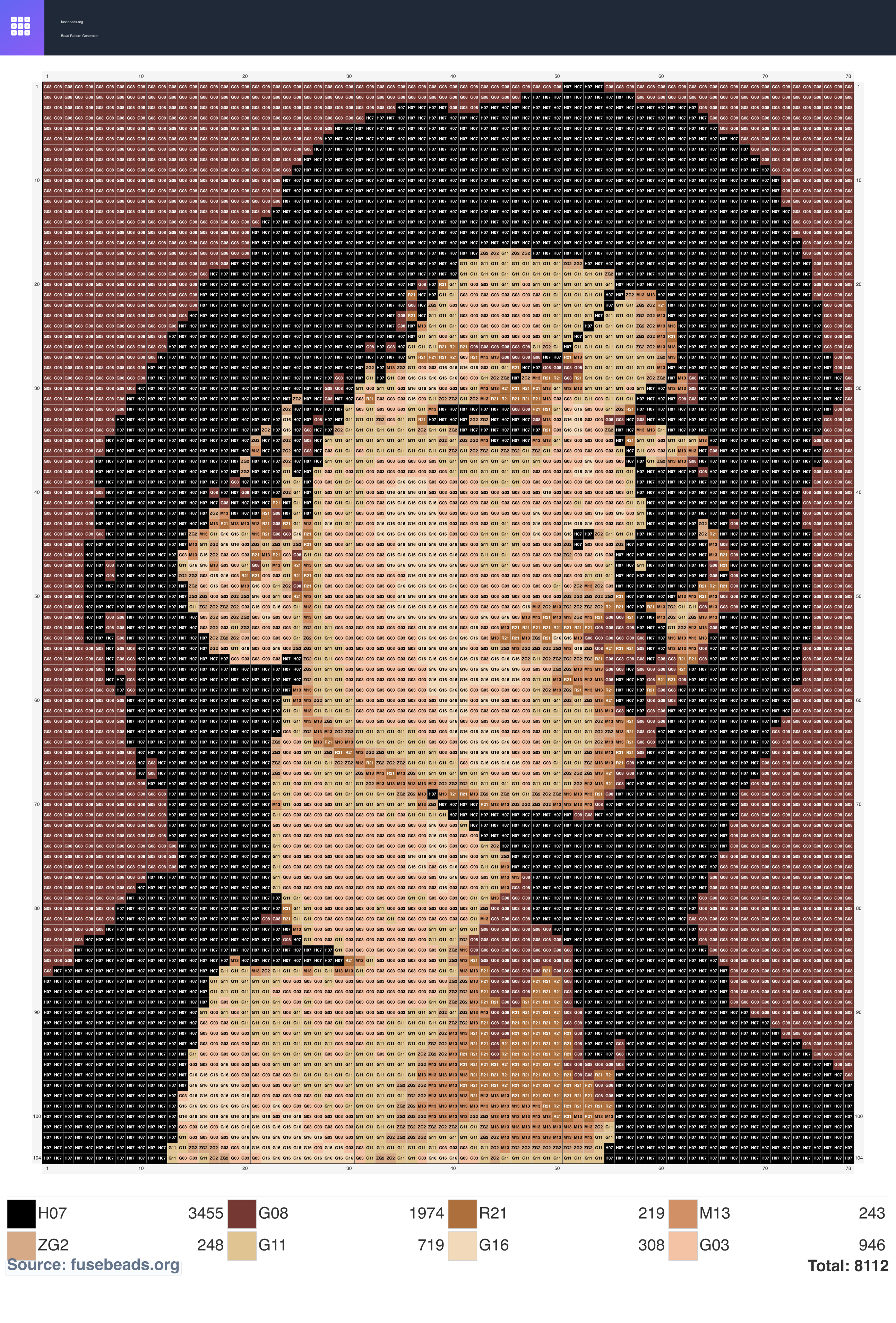 KUN perler beads pattern