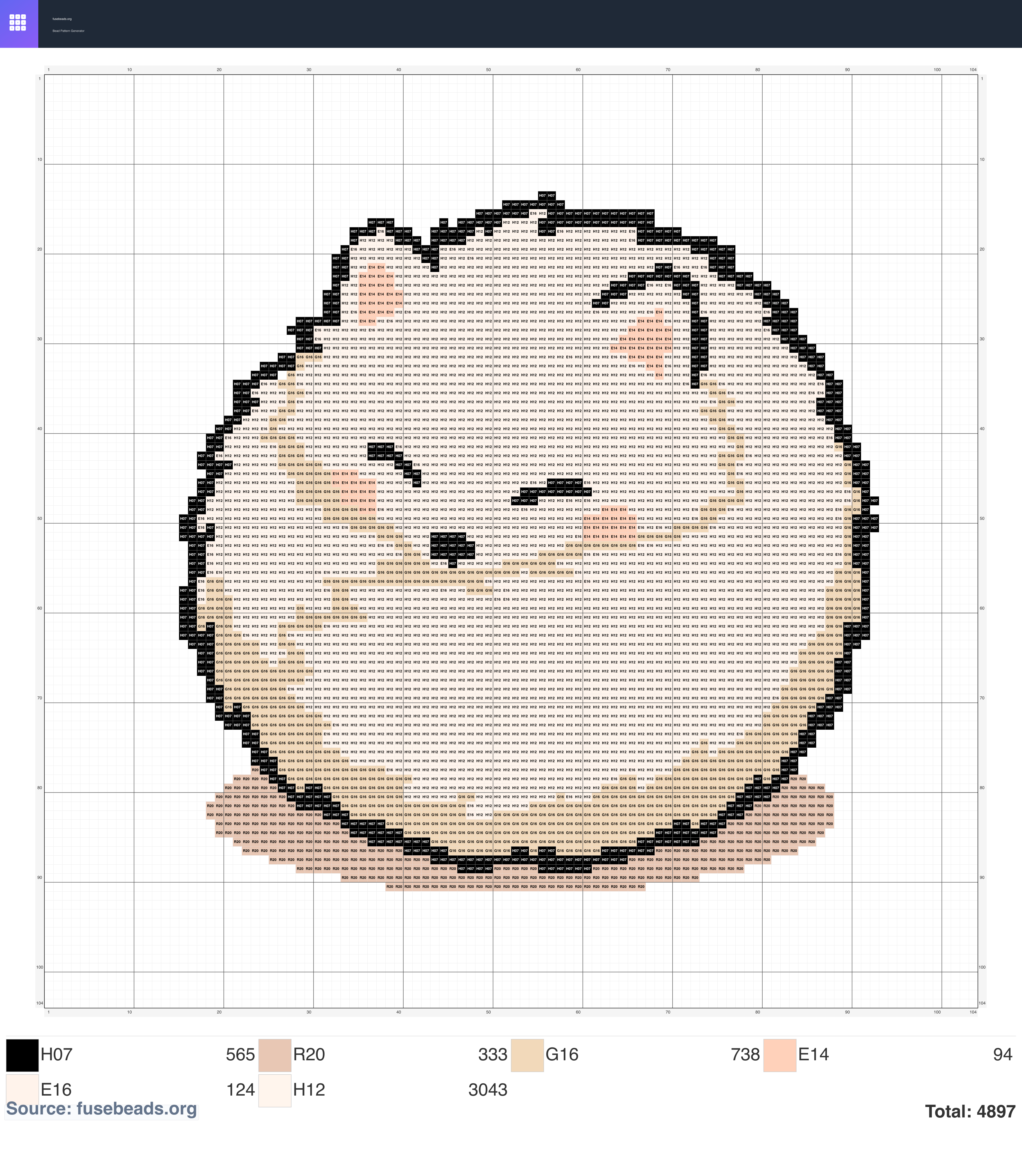 White Fox perler beads pattern
