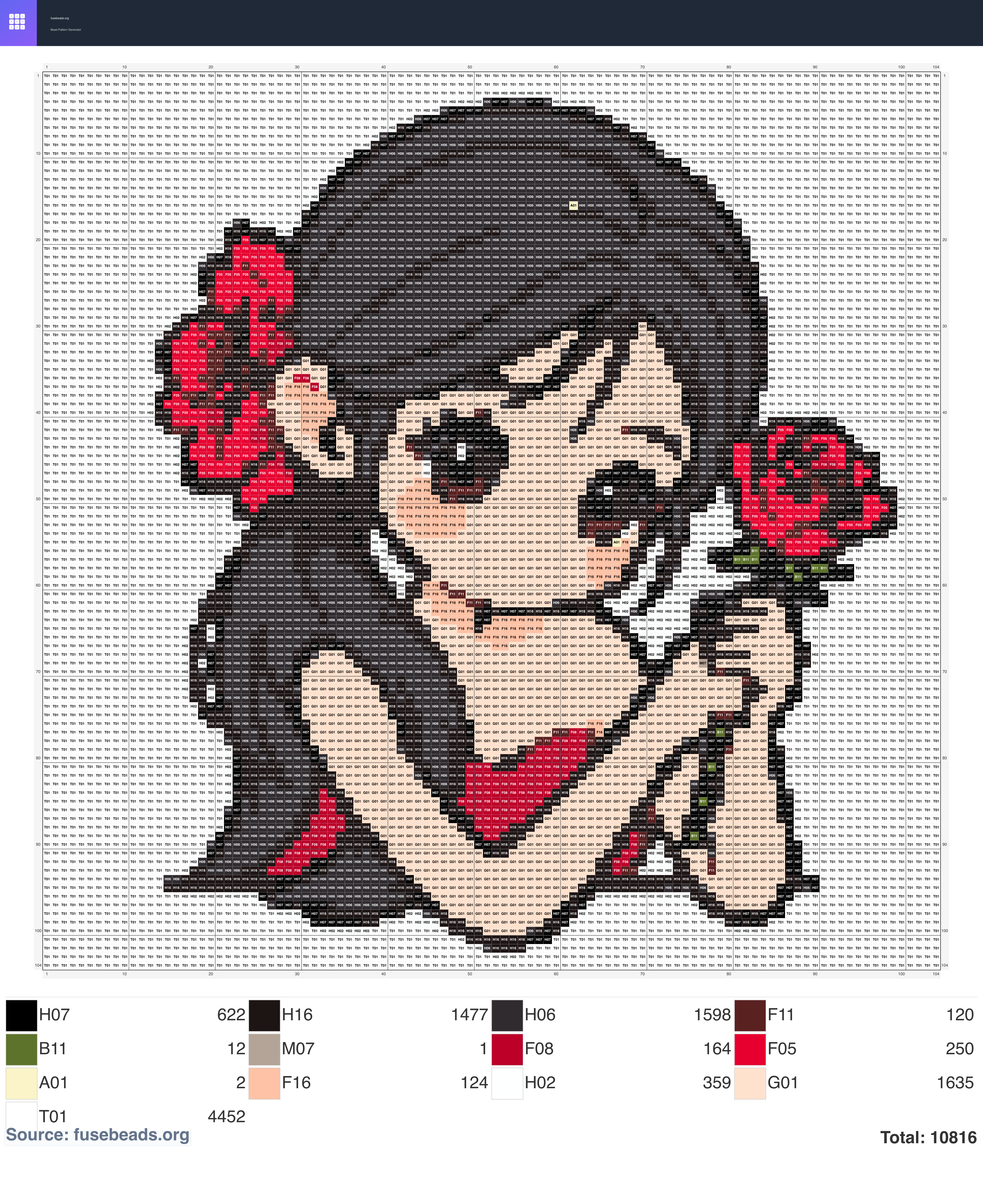 Rose Girl perler beads pattern