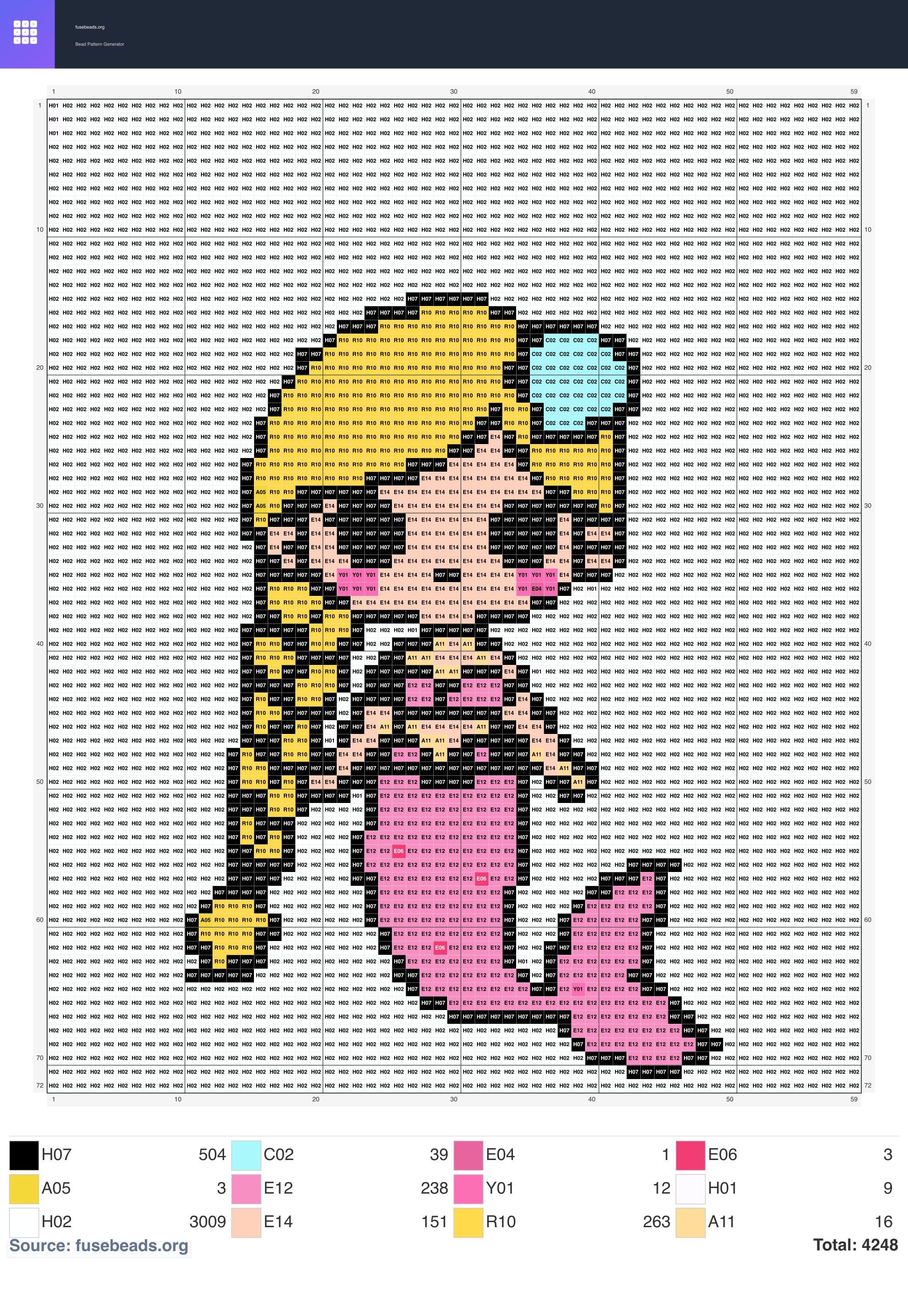 Fish Princess perler beads pattern
