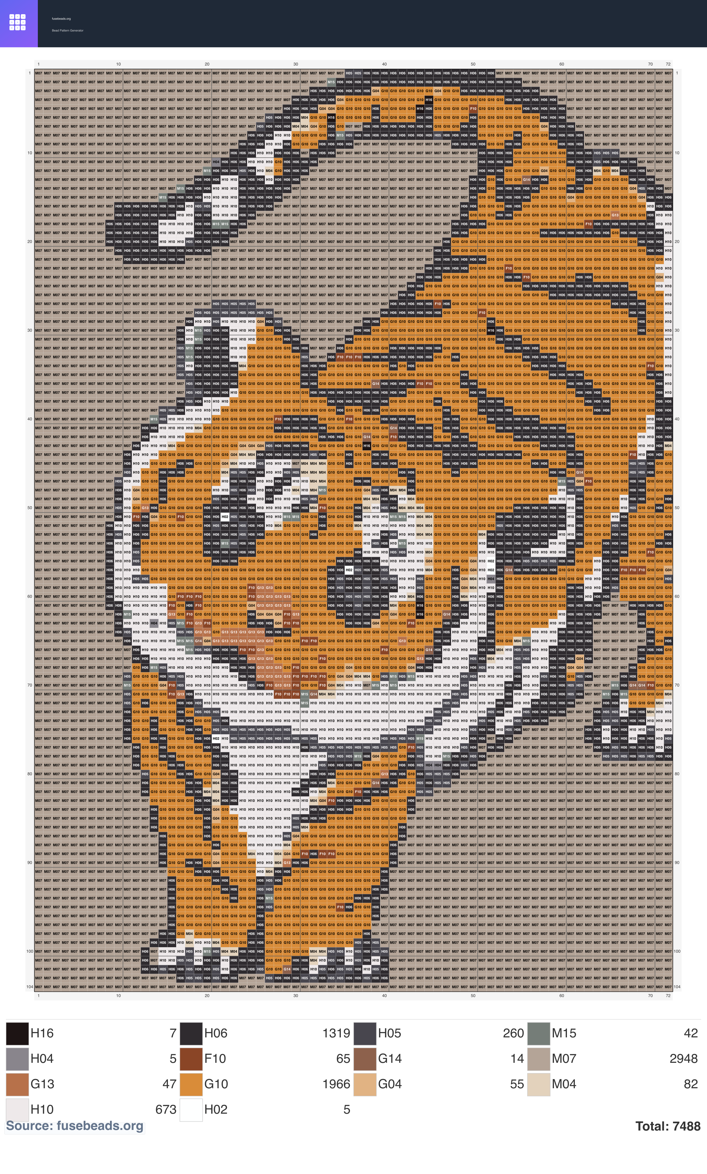 Tiger perler beads pattern