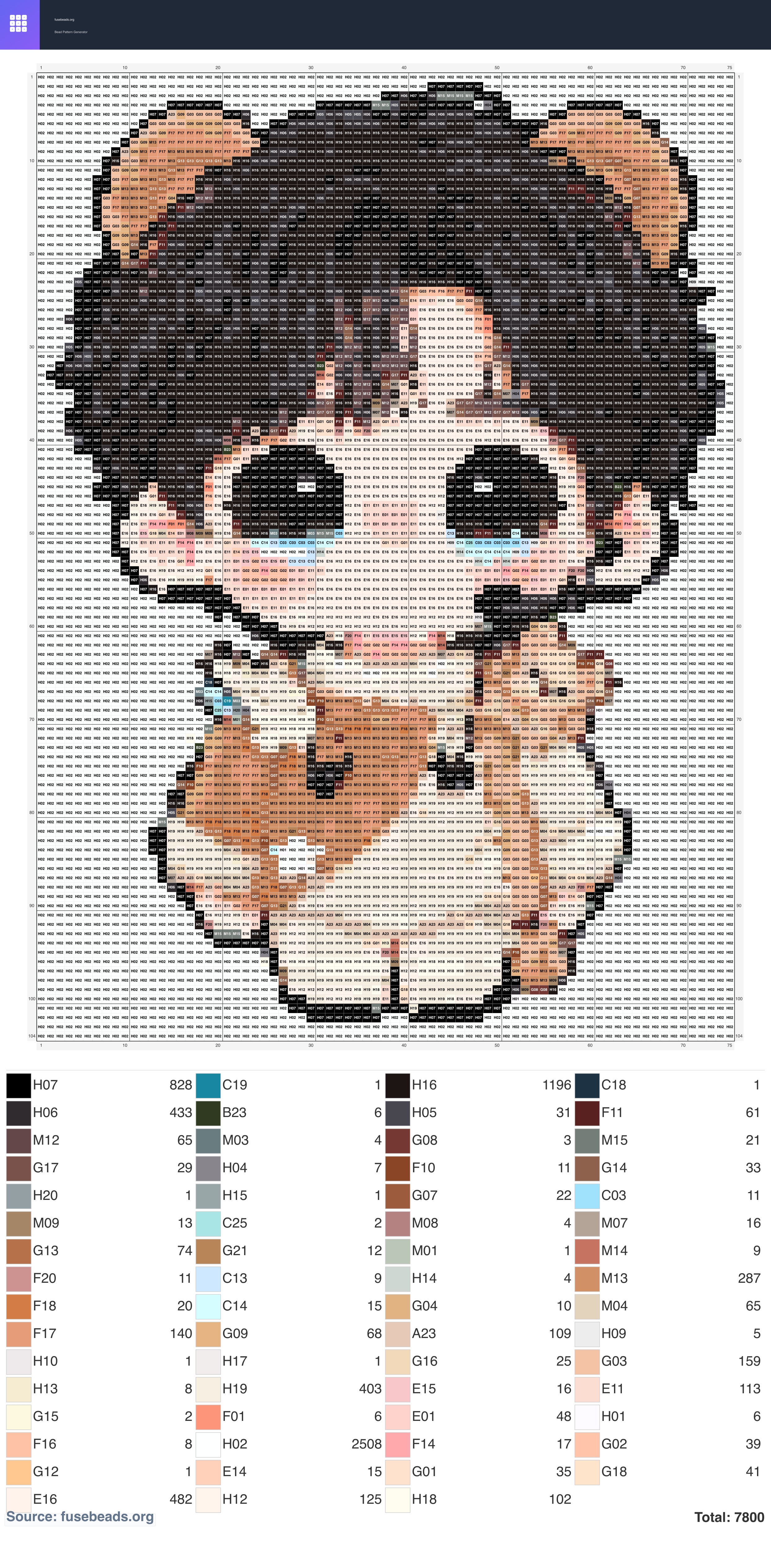 Mirror perler beads pattern