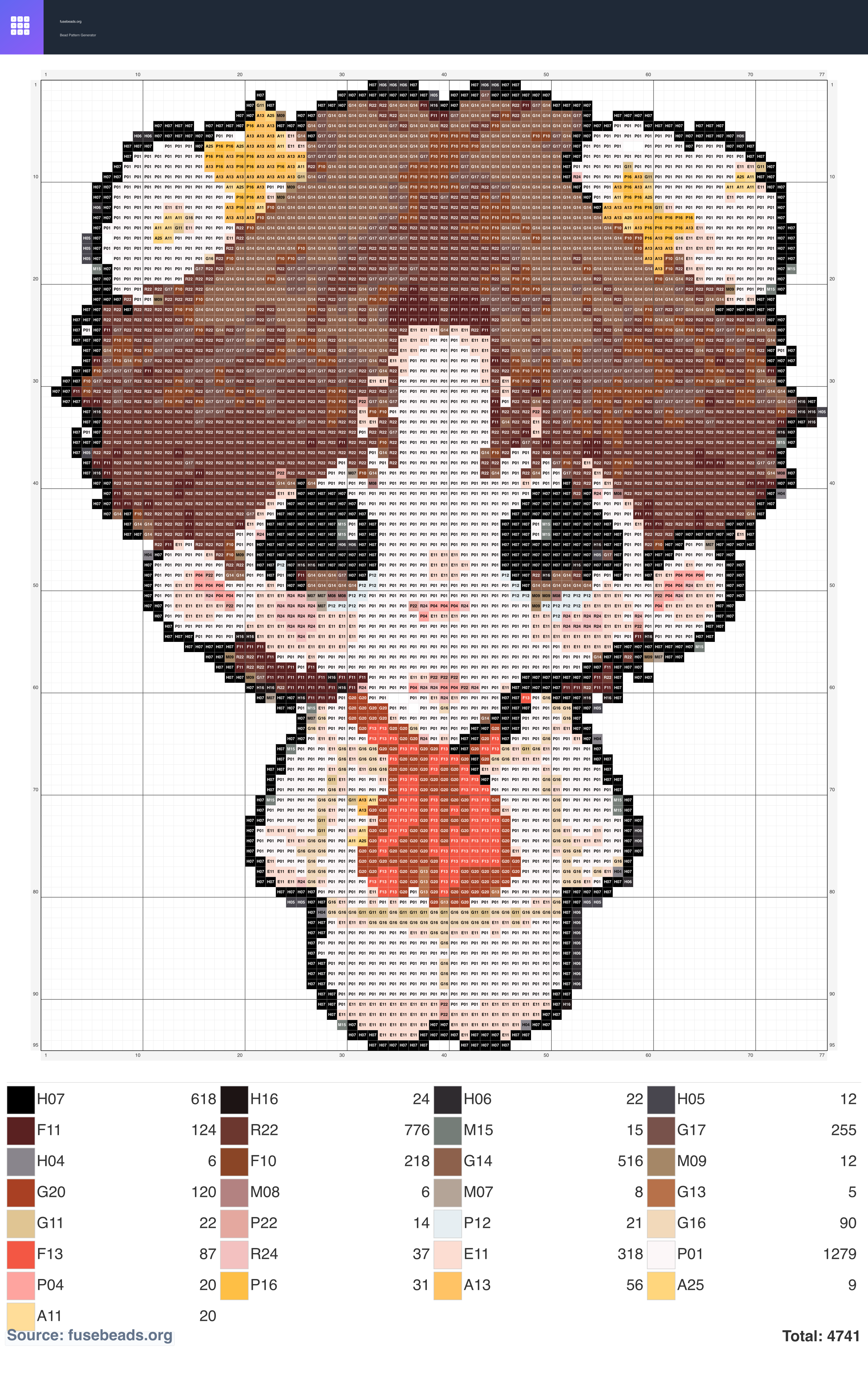 Mirror perler beads pattern