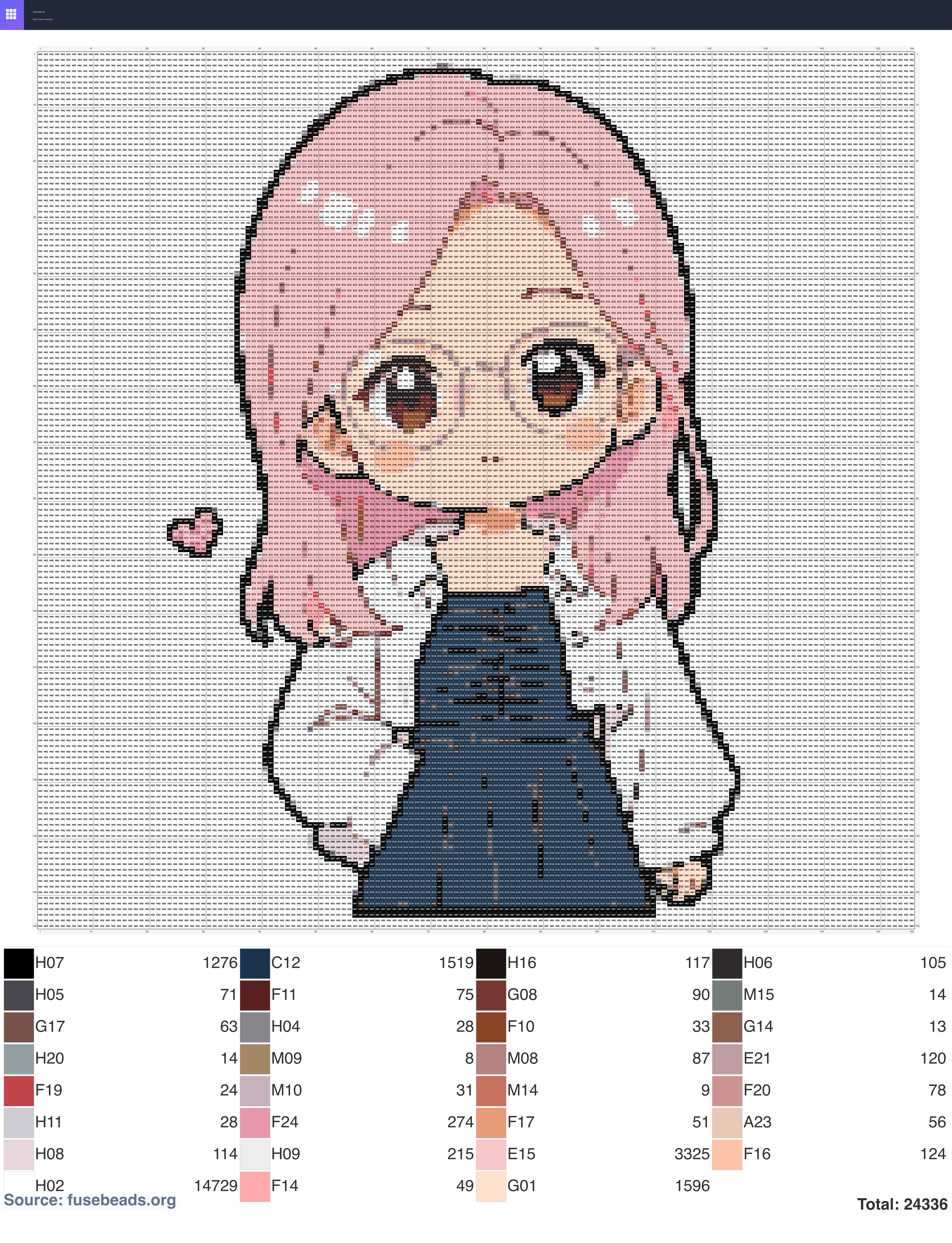 Pink Hair perler beads pattern