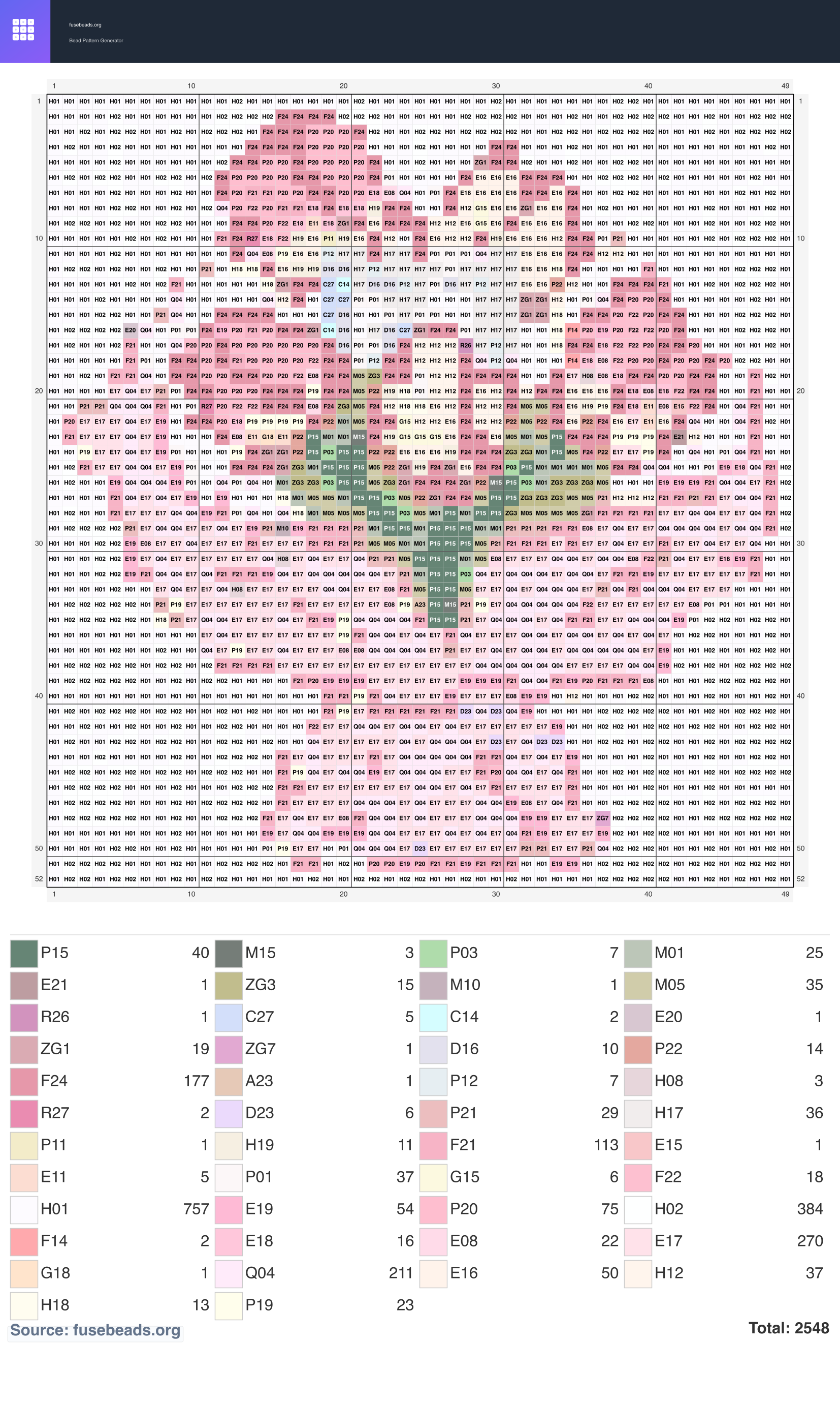 Pink Flower perler beads pattern