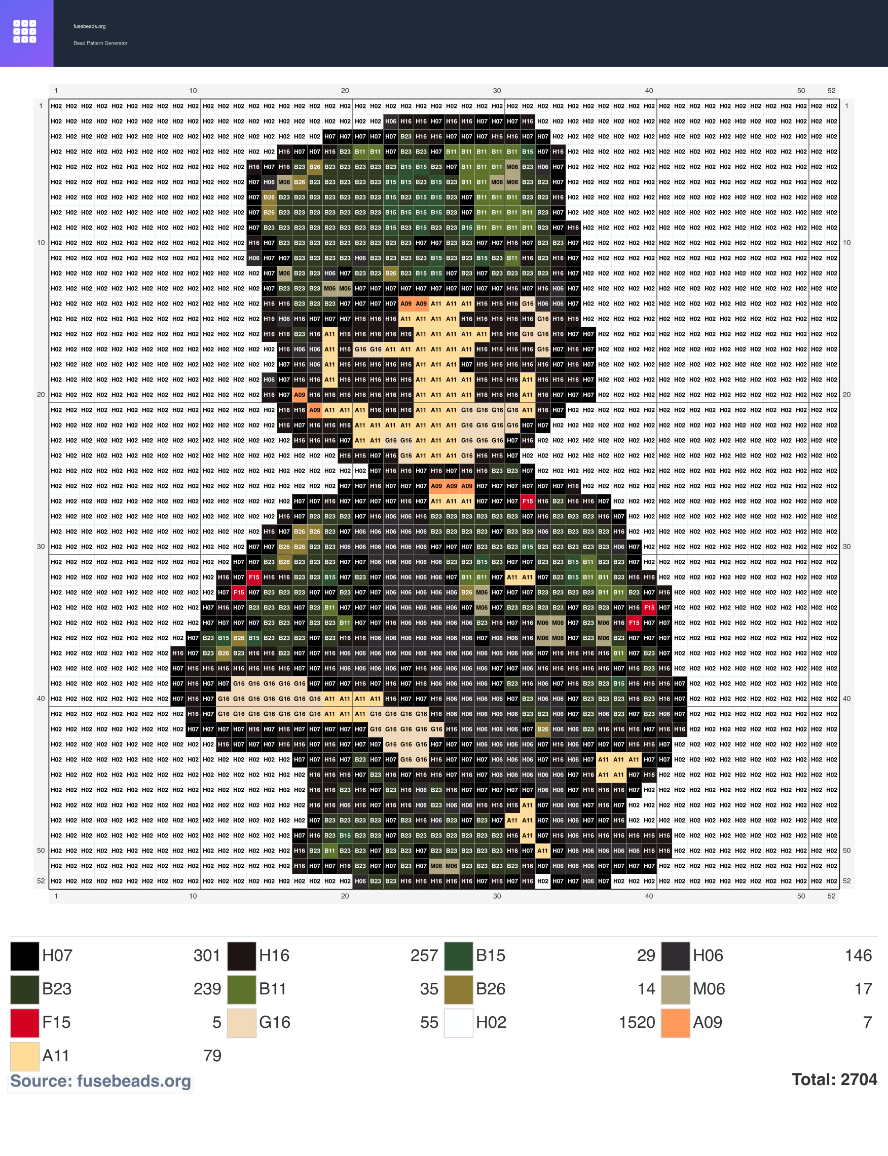Olive Green perler beads pattern