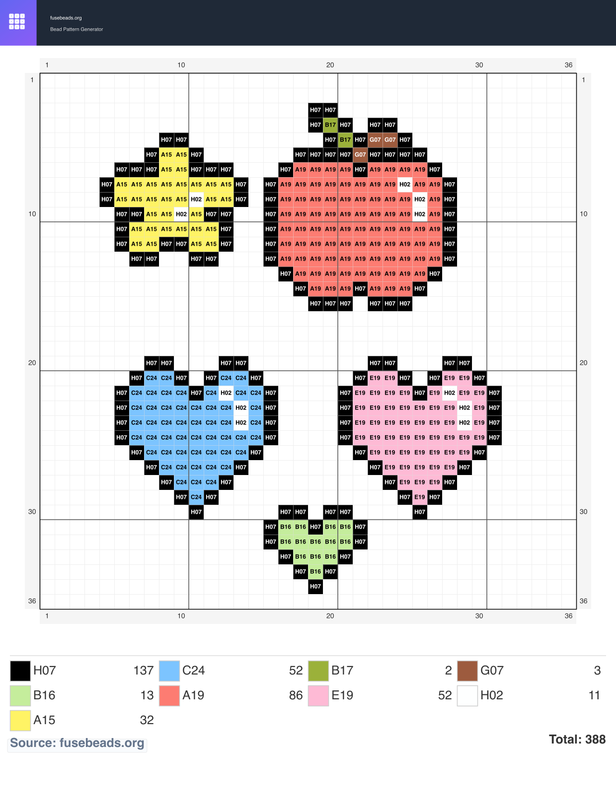 Kawaii #385 perler beads pattern