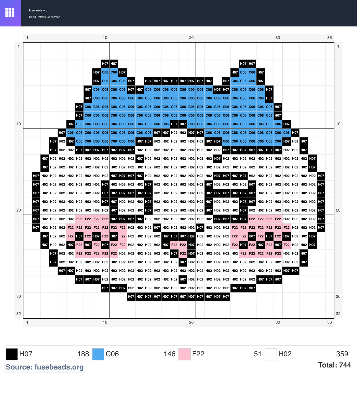 Hachiware perler beads pattern