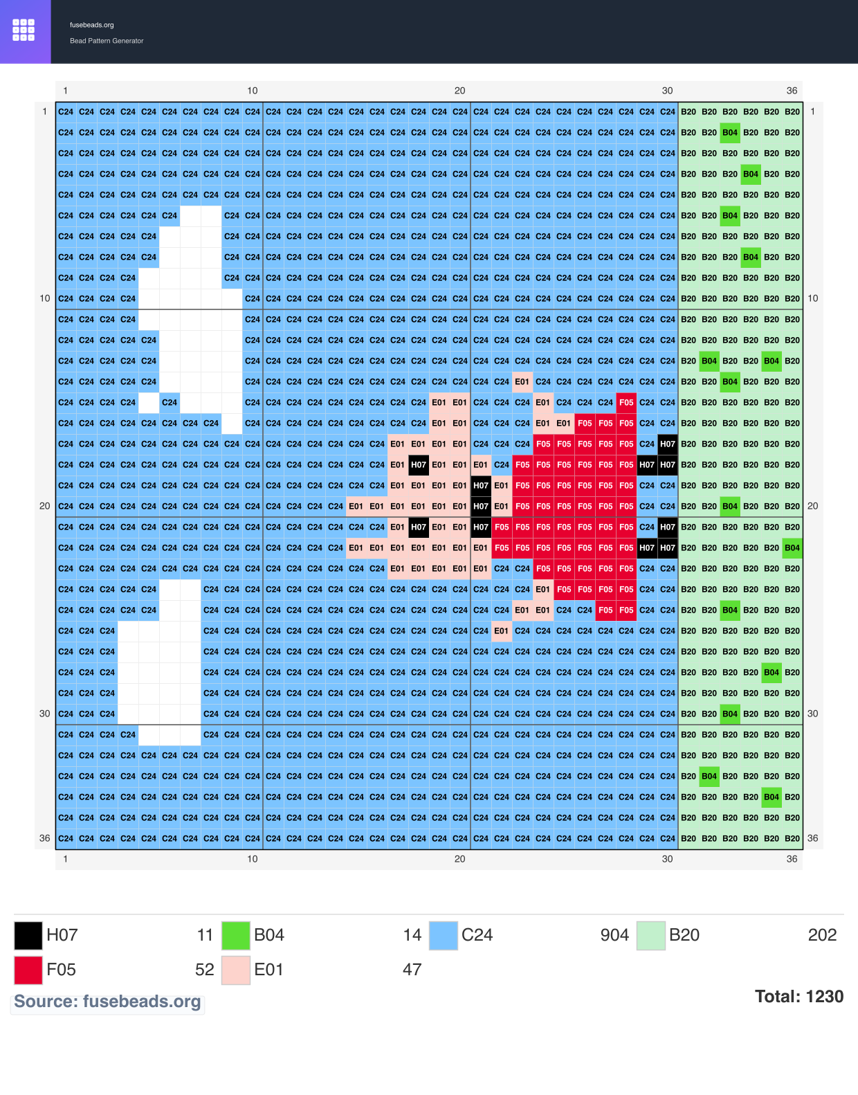 Peppa Pig perler beads pattern