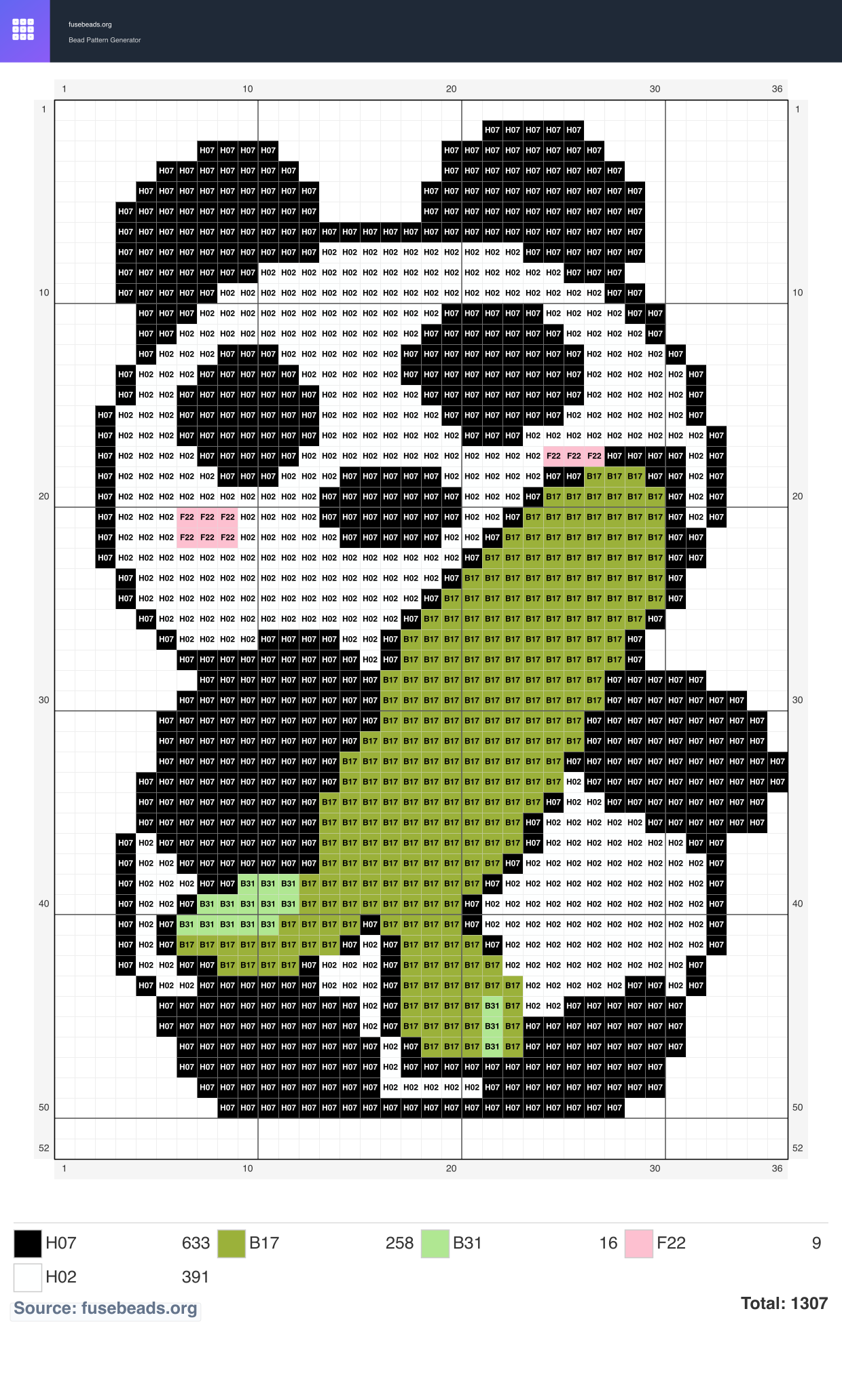 Panda perler beads pattern