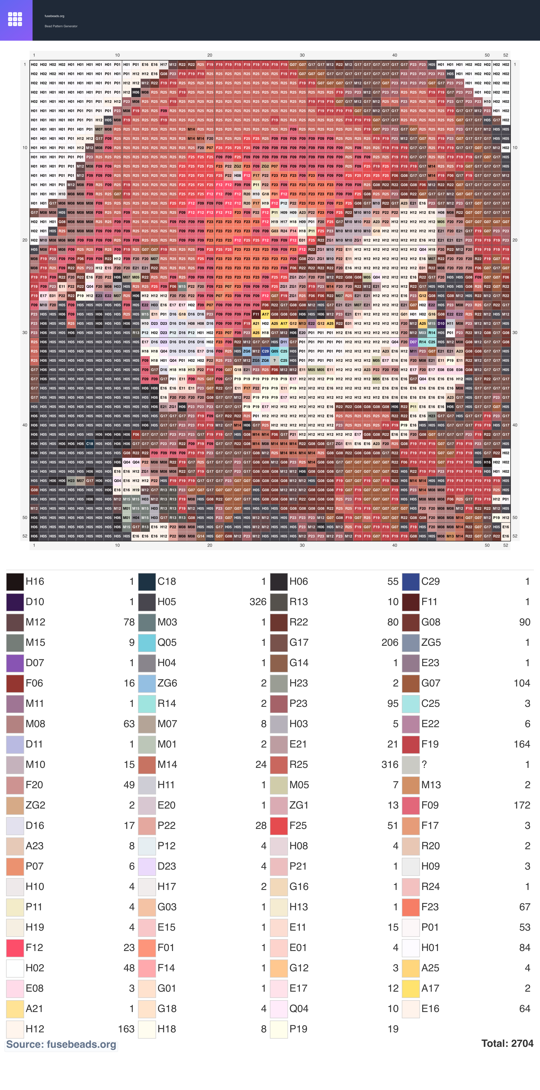 52x perler beads pattern