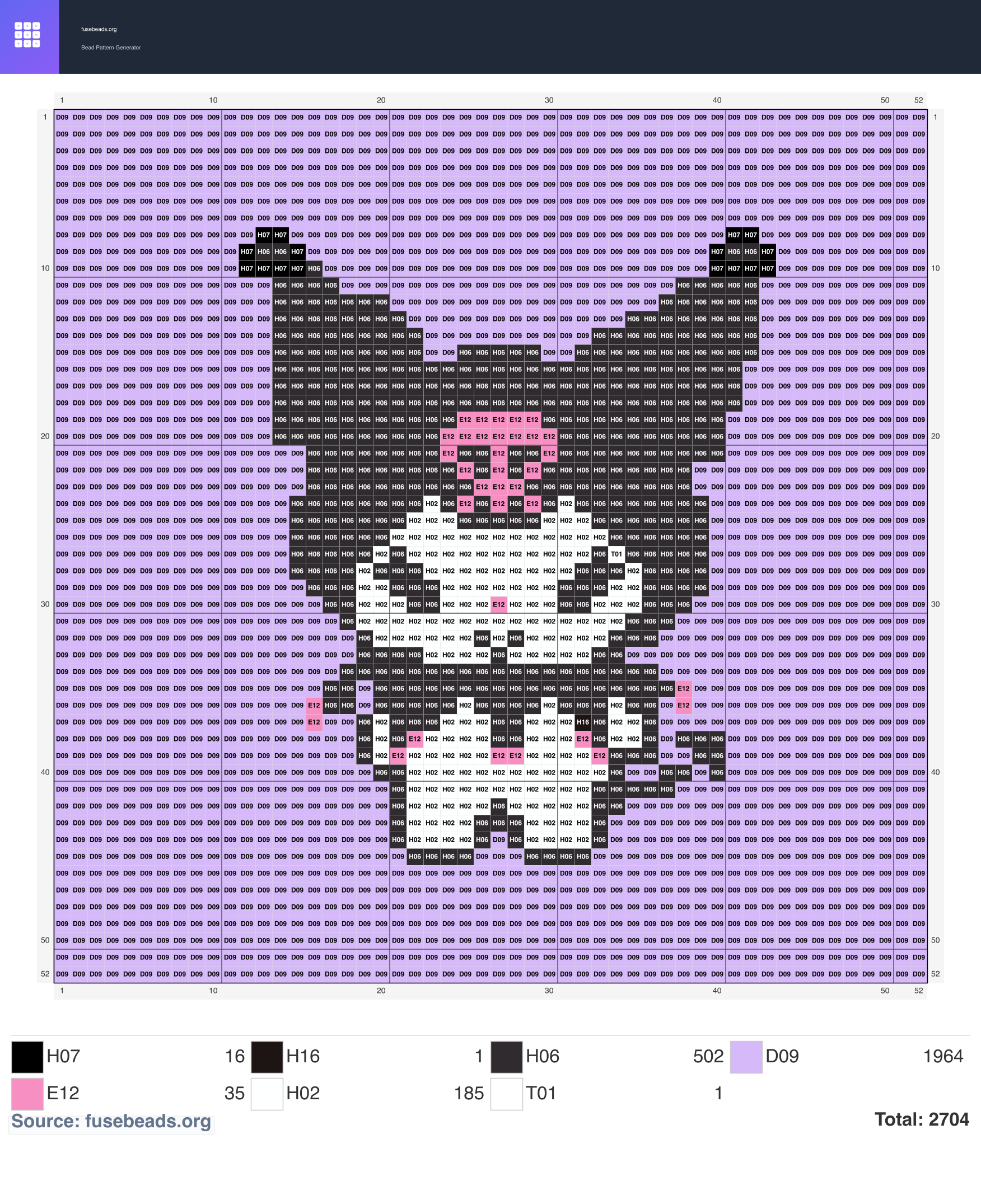 Kuromi perler beads pattern