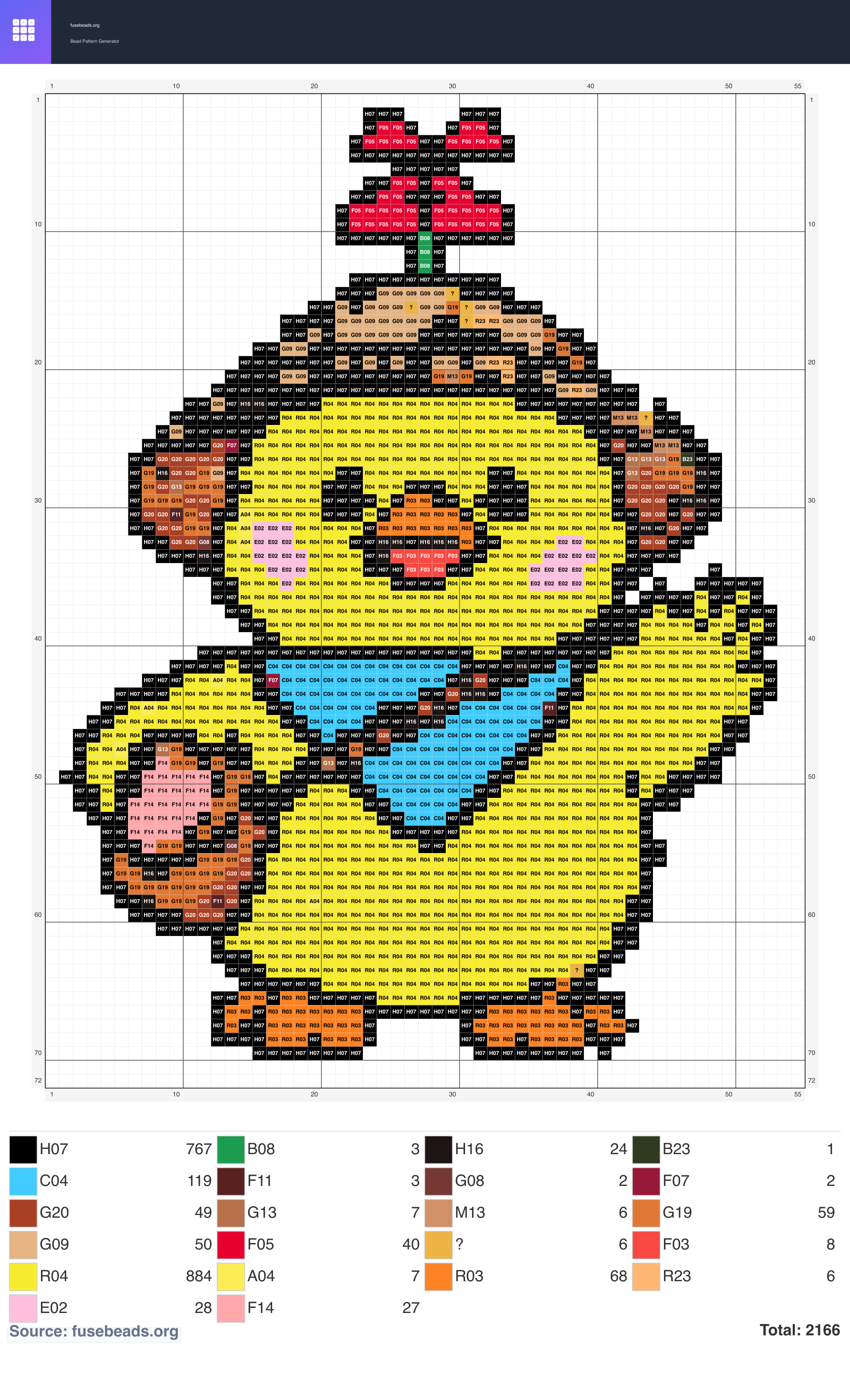 Duck perler beads pattern