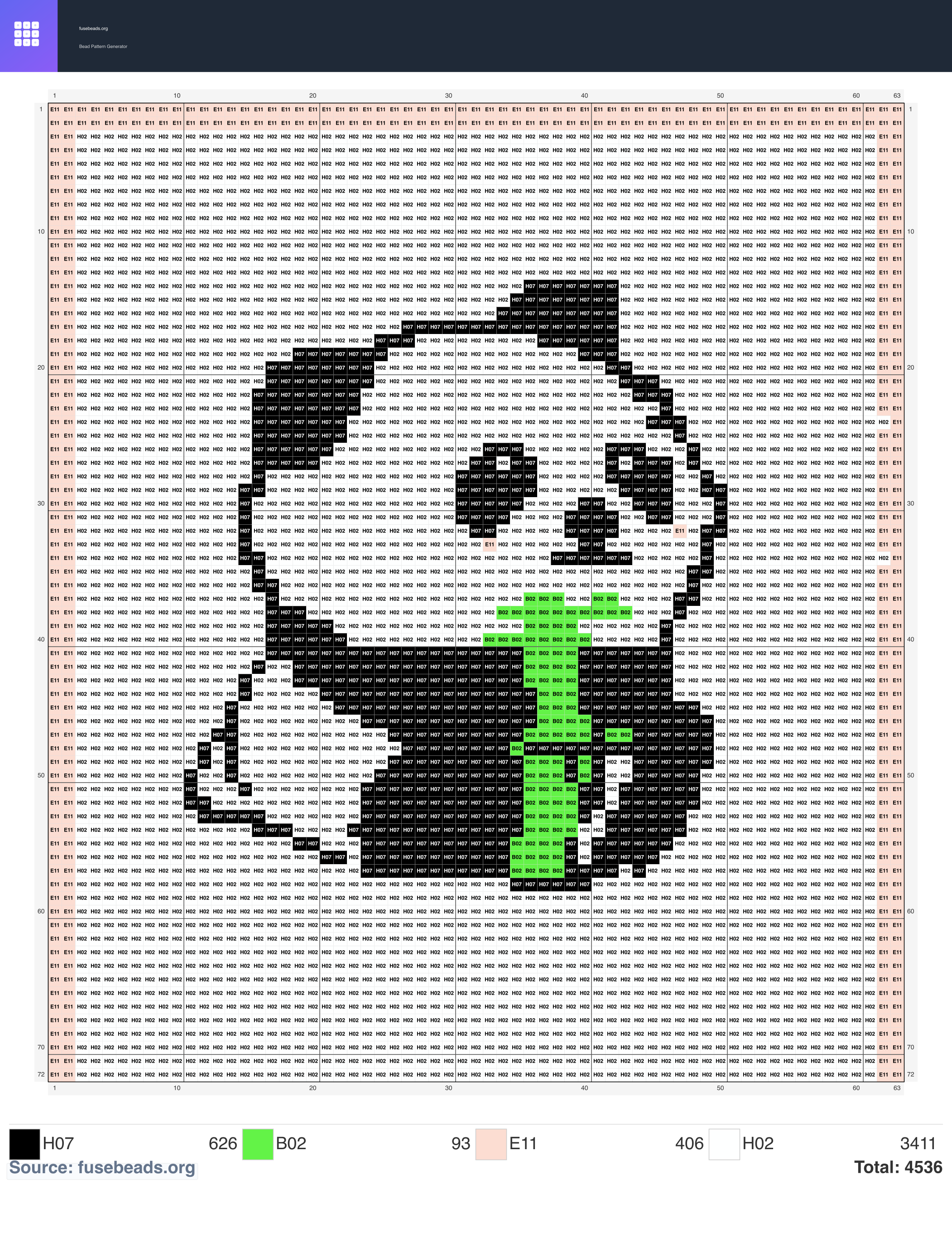 Panda perler beads pattern