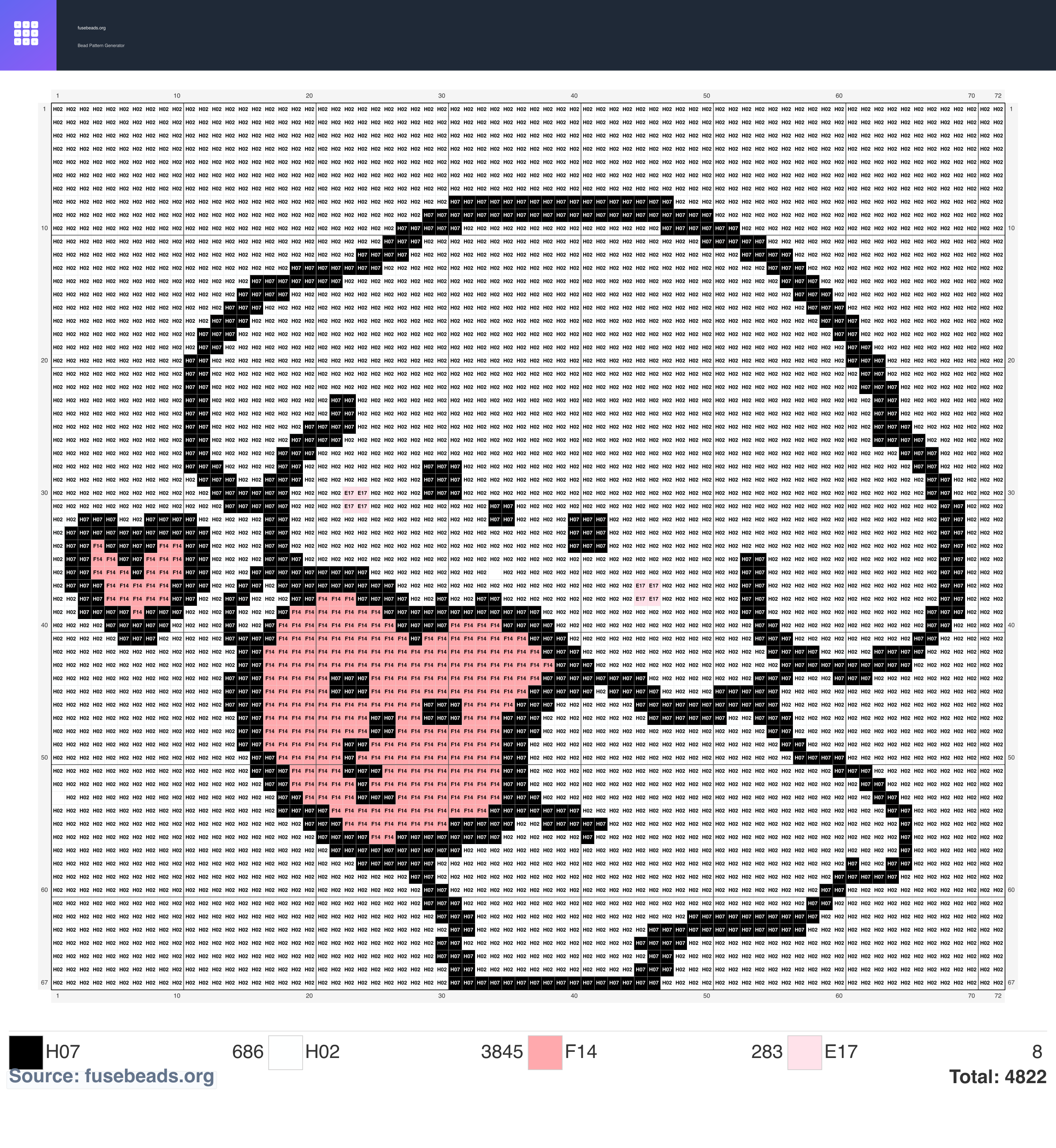 Heart Puppy perler beads pattern